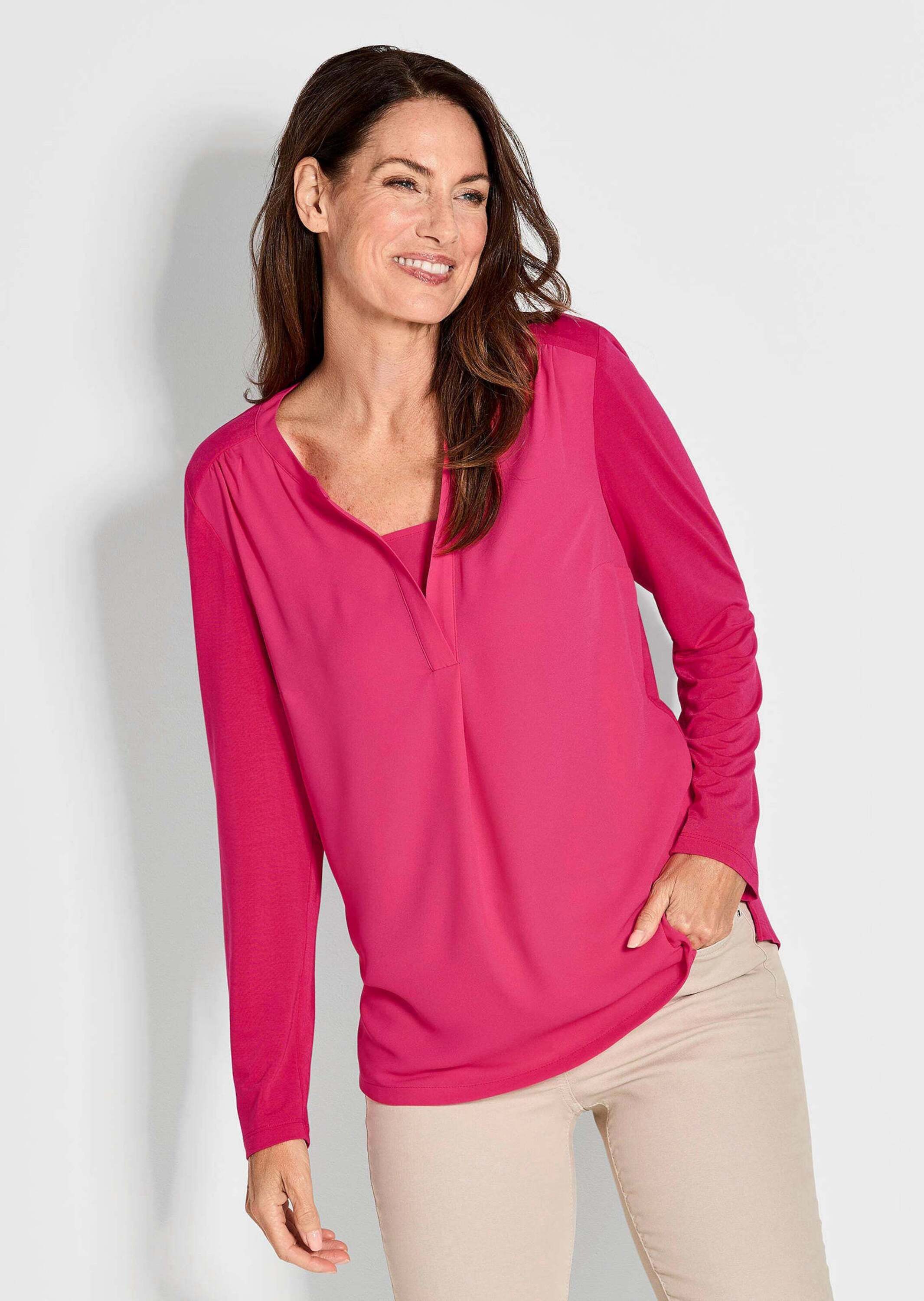 GOLDNER Shirtbluse Blusenshirt mit Chiffon-Einsatz günstig online kaufen