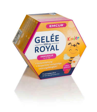 EMCUR Präparat Gelee Royal 500 mg Erdbeere, 20 Ampullen à 15 ml, 20-Tage Kinder Immunkur mit Propolis