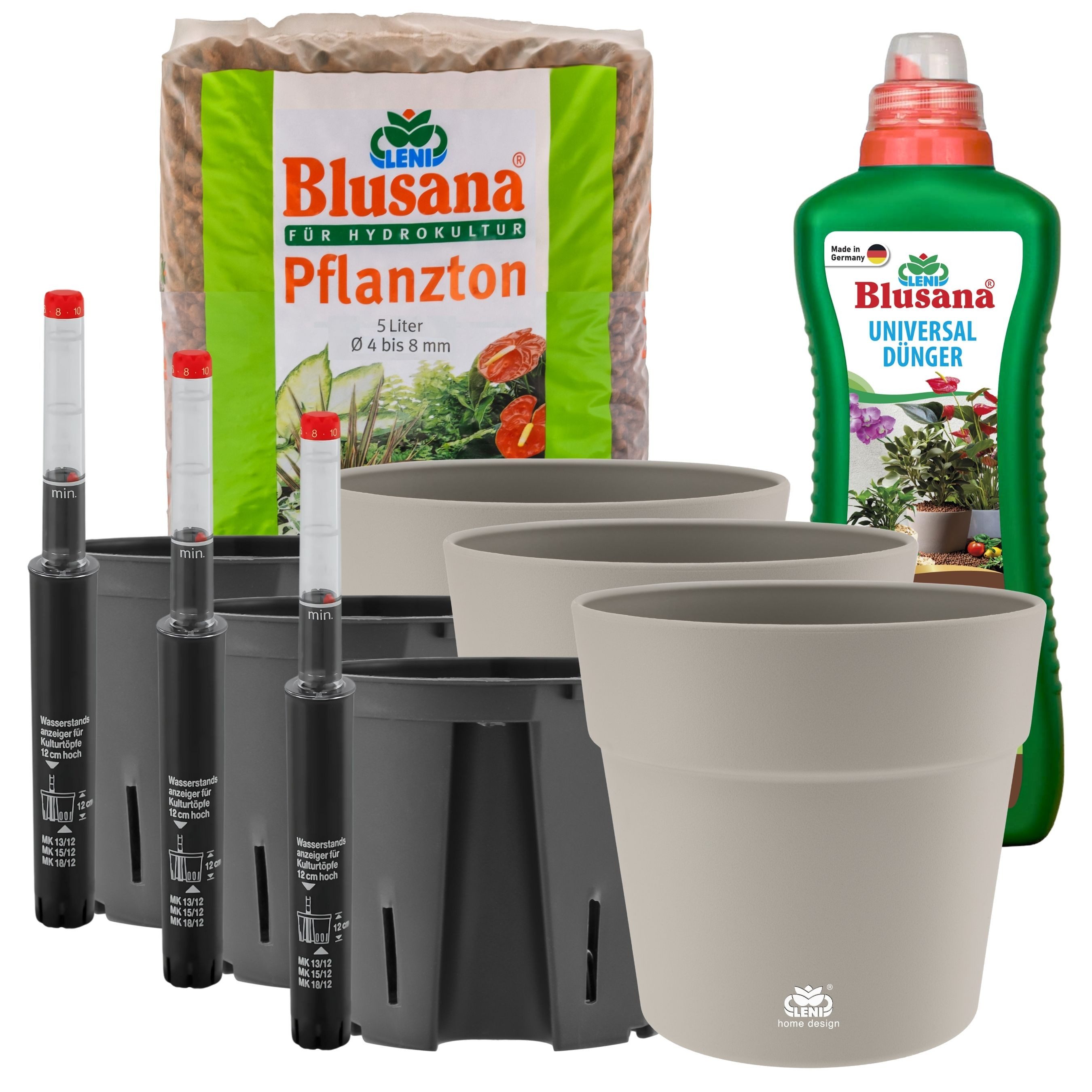 LENI Blumentopf "Classic" beige-grau Hydrokultur Komplett-Set Hydro-Bewässe günstig online kaufen