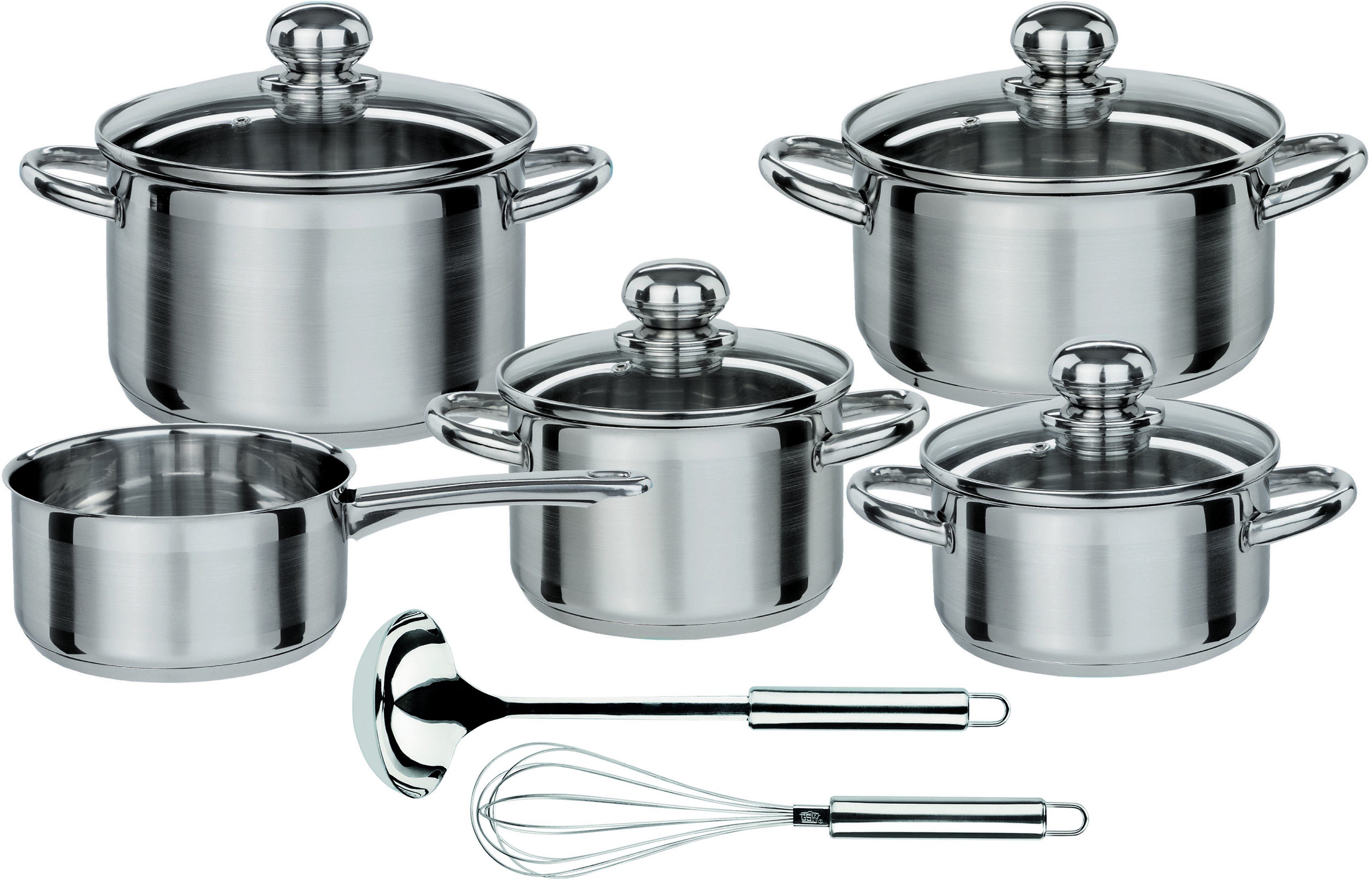 GSW Topf-Set Silver (Set, Edelstahl rostfrei, Star, 12-tlg), Edelstahl Induktion