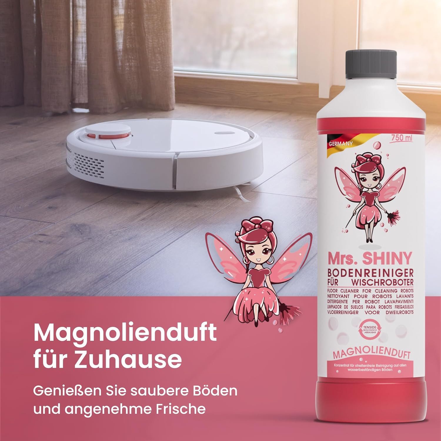 Mrs Shiny Wischroboter Mrs. Shiny-Bodenreiniger für Wischroboter 750ml Konzentrat