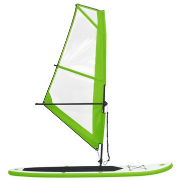 vidaXL Schlauchboot Aufblasbares Stand-Up-Paddleboard Set mit Segel Grün und Weiß