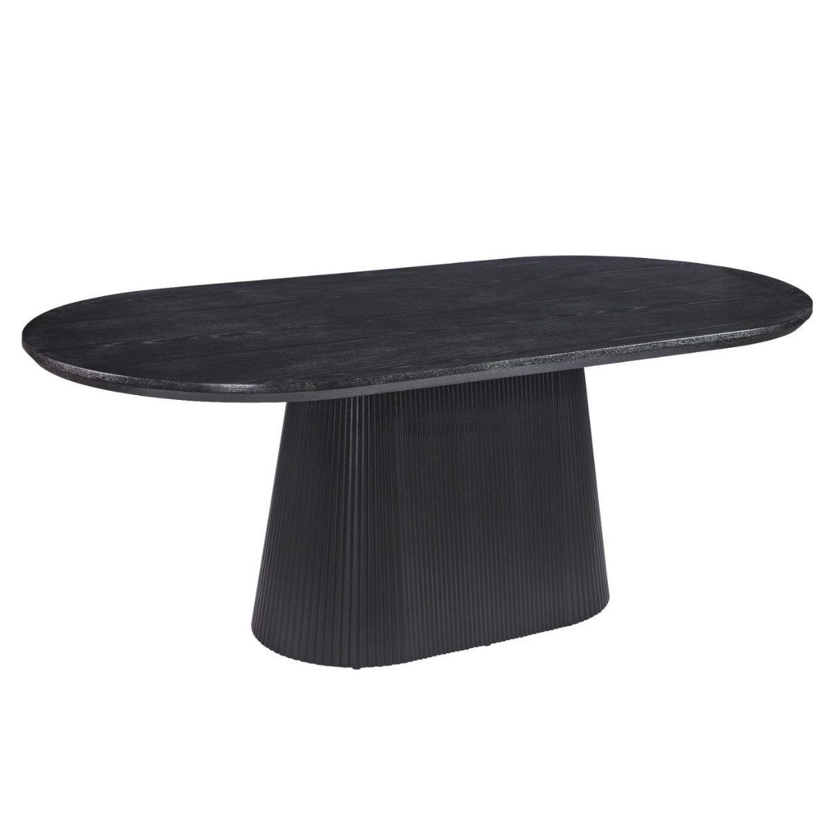 alesvelt Esstisch Dervio MDF Tischplatte in edler Holzoptik Tischbein im Säulenstil oval (1-Tisch), 200x100x75cm, MDF schwarz