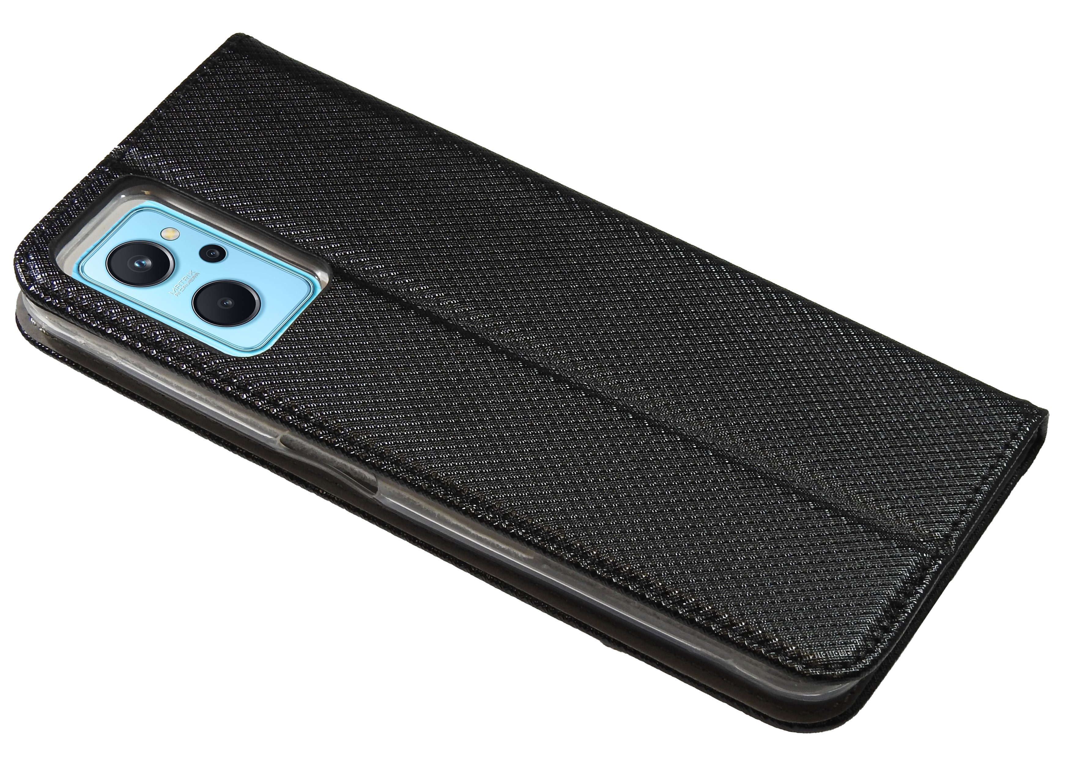 cofi1453 Handyhülle Hülle Tasche für Realme 9i schwarz 6,6 Zoll, Kunstleder Schutzhülle Handy Wallet Case Cover mit Kartenfächern, Stan