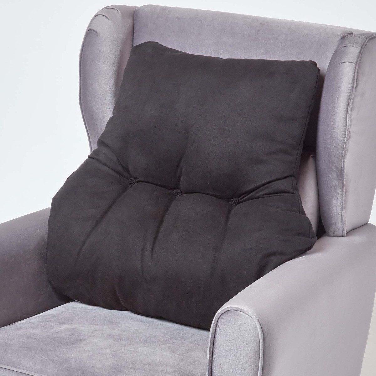 Sitzkissen Rückenkissen schwarz – Rückenstützkissen 68 x 58 cm mit Velours-Bezug