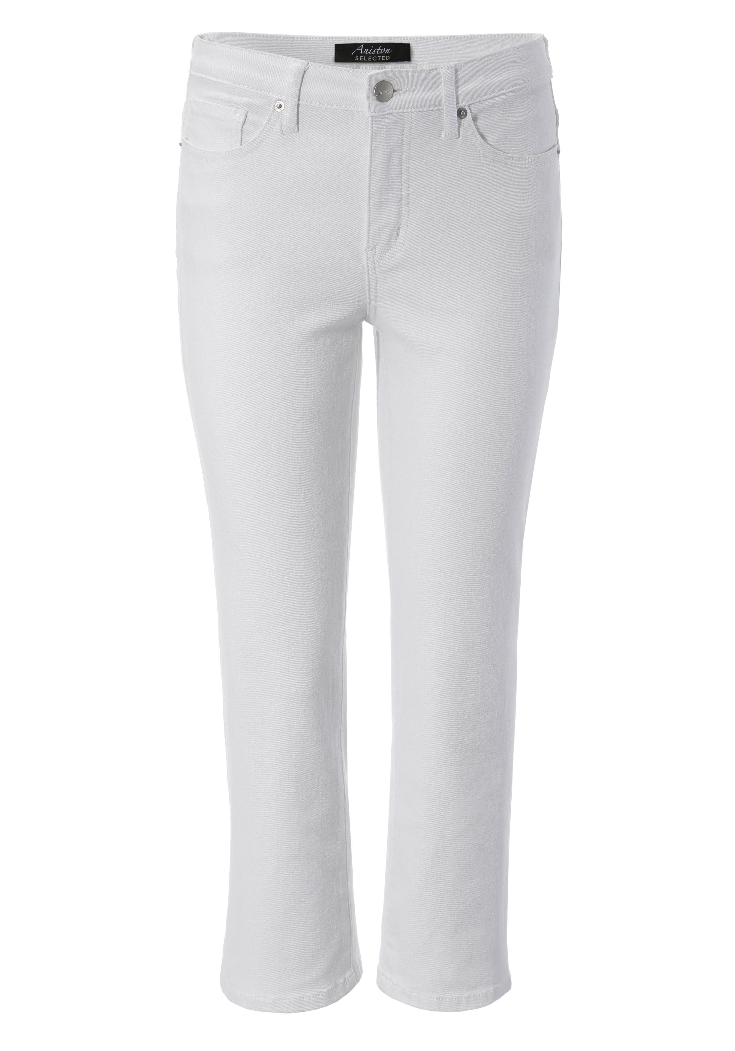 Aniston SELECTED Straight-Jeans verkürzter Länge in weiß cropped