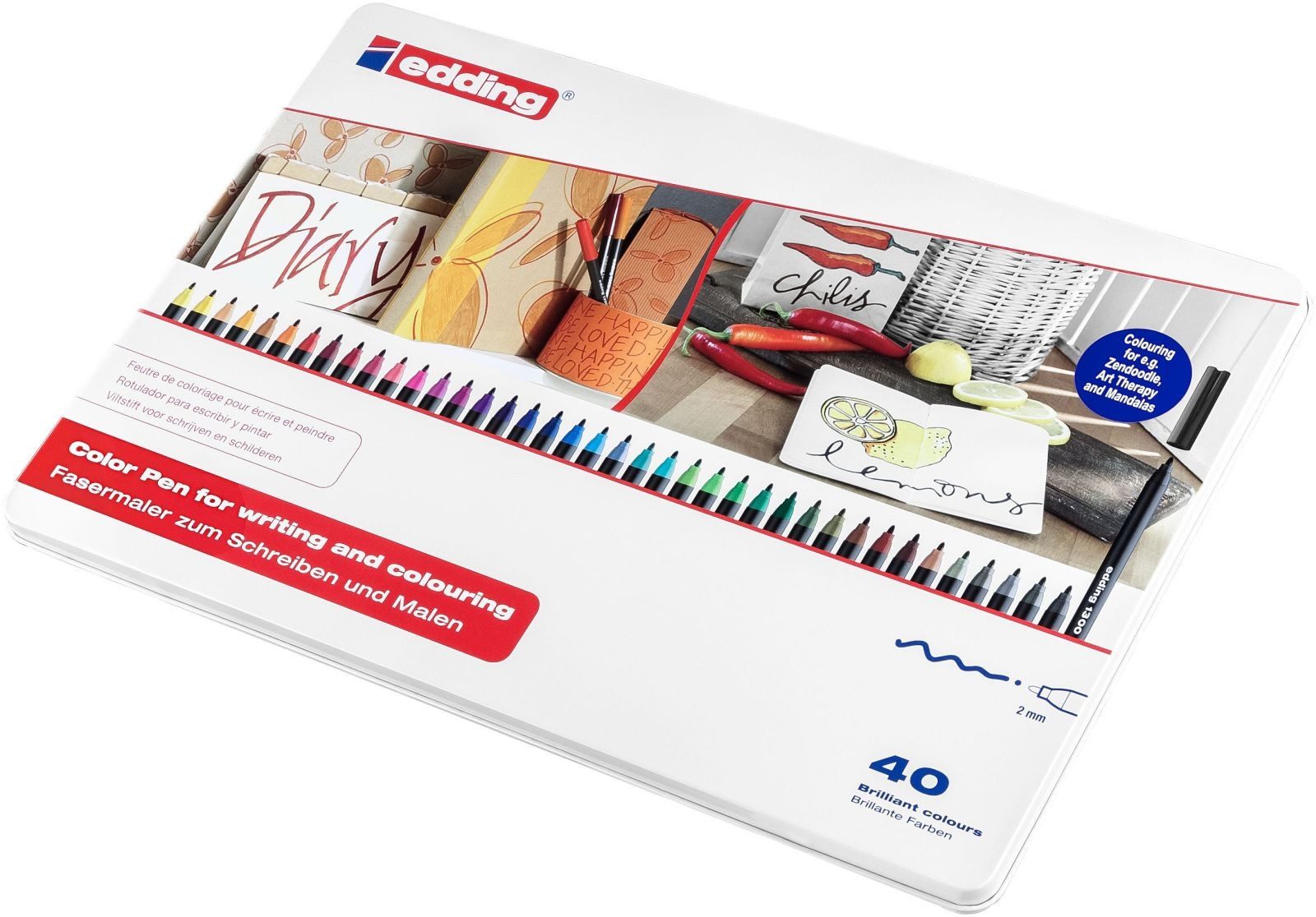 edding Filzstift Fasermaler edding 1300 color pen 2mm sortiert VE=40 Stück