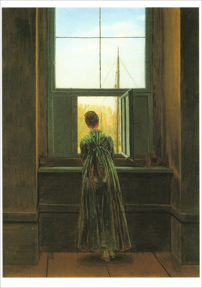 Postkarte Kunstkarte Caspar David Friedrich "Frau am Fenster"