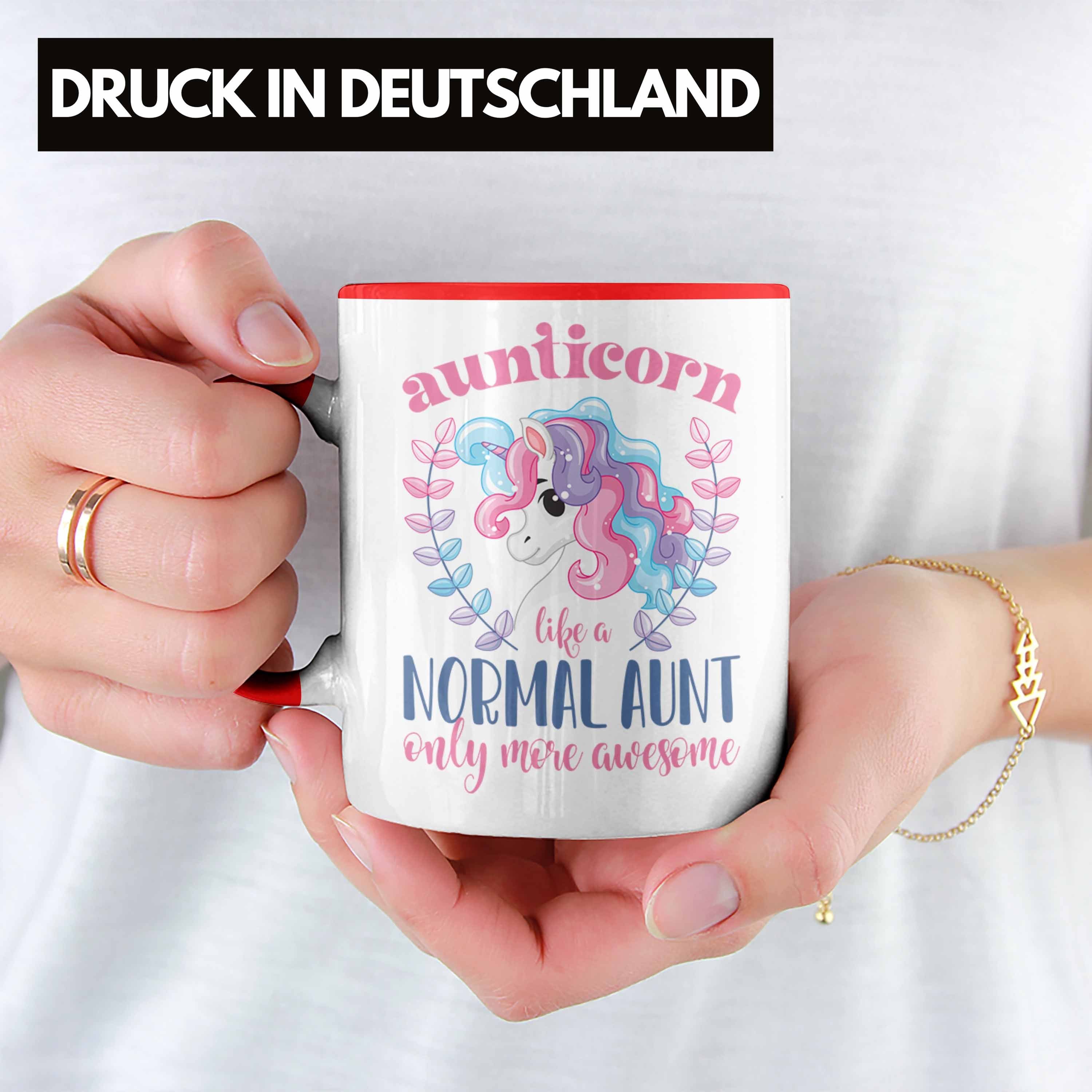 Geschenk Trendation Rot Aunitcorn Tante Kaffeetasse Tasse Tante Trendation Beste Lustig Geschenkidee - Tasse für Geburtstag