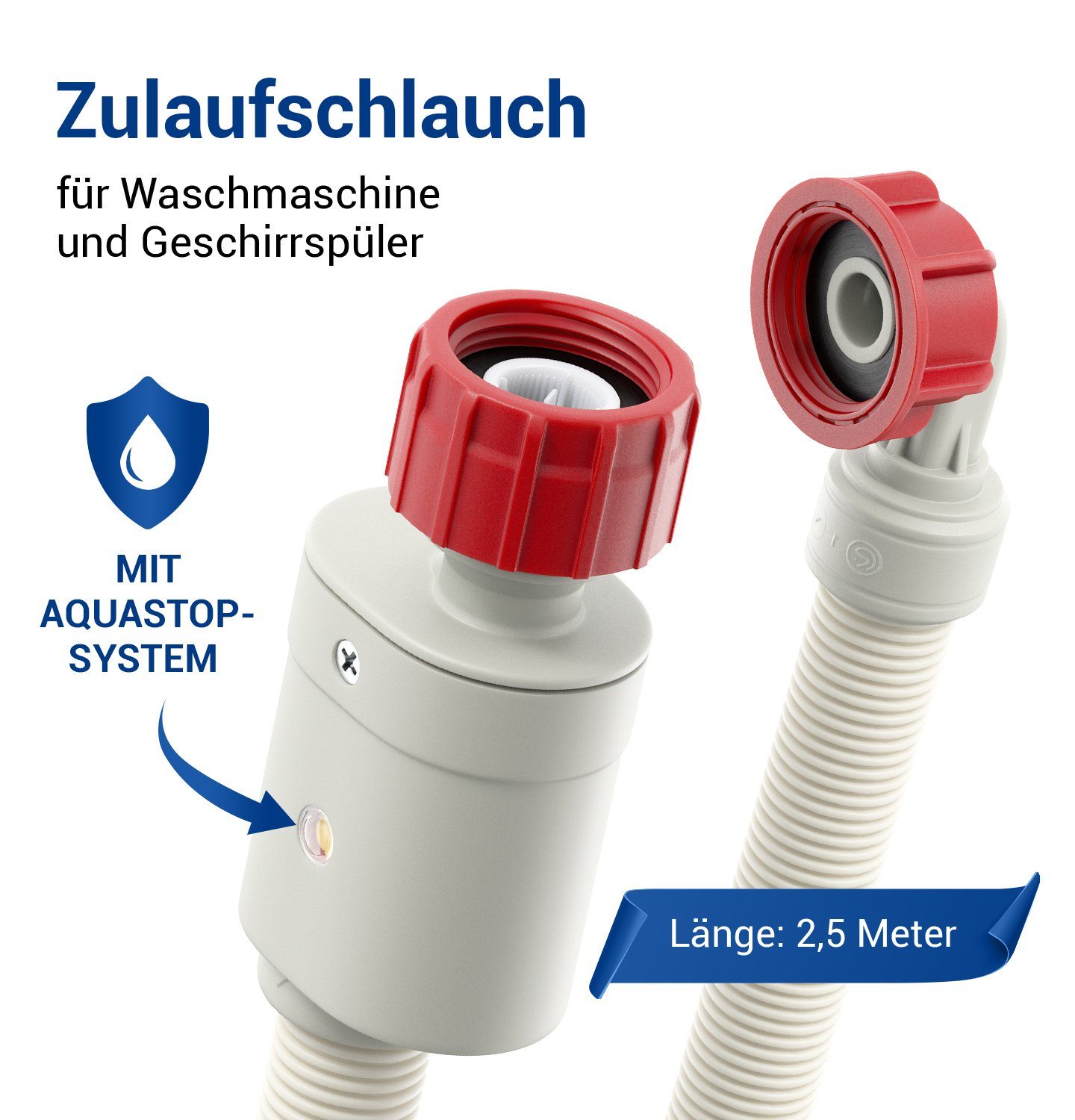 VIOKS Zulaufschlauch Aquastop Schlauch Sicherheitsschlauch 3/4 Zoll, Zubehör für Waschmaschine, Geschirrspüler