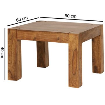 möbelando Couchtisch Couchtisch Massiv-Holz Sheesham 60 cm breit Wohnzimmer-Tisch Design, 60 x 40 x 60 cm (B/H/L)