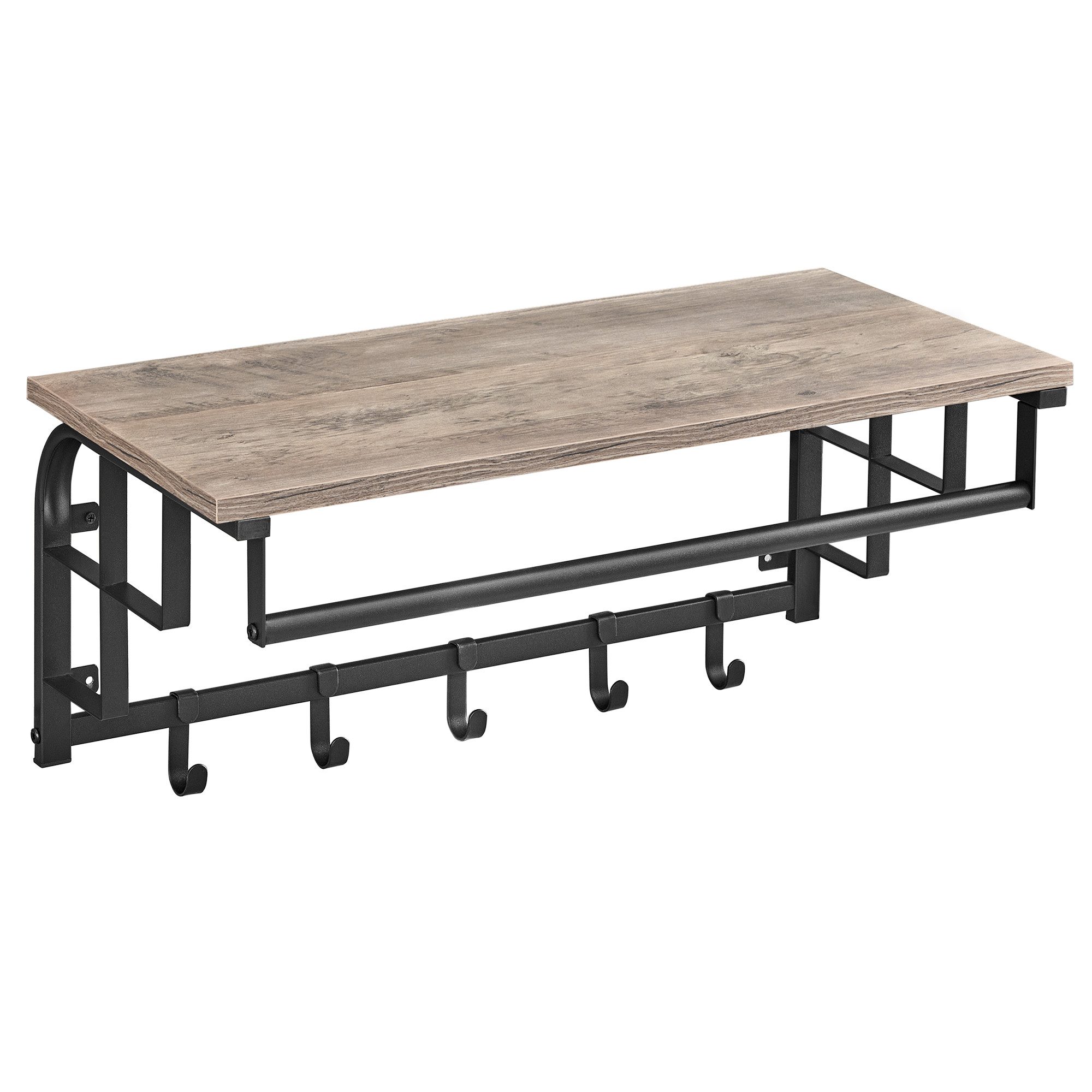 VASAGLE Wandgarderobe, Wandregal mit Haken, Länge 66 - 80 cm günstig online kaufen