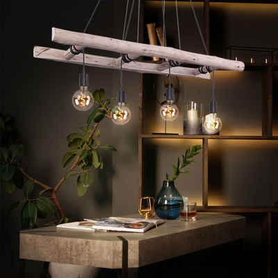 etc-shop Hängeleuchte, Leuchtmittel nicht inklusive, Pendelleuchte Holzbalken Hängelampe Retro Holz Esszimmerlampe