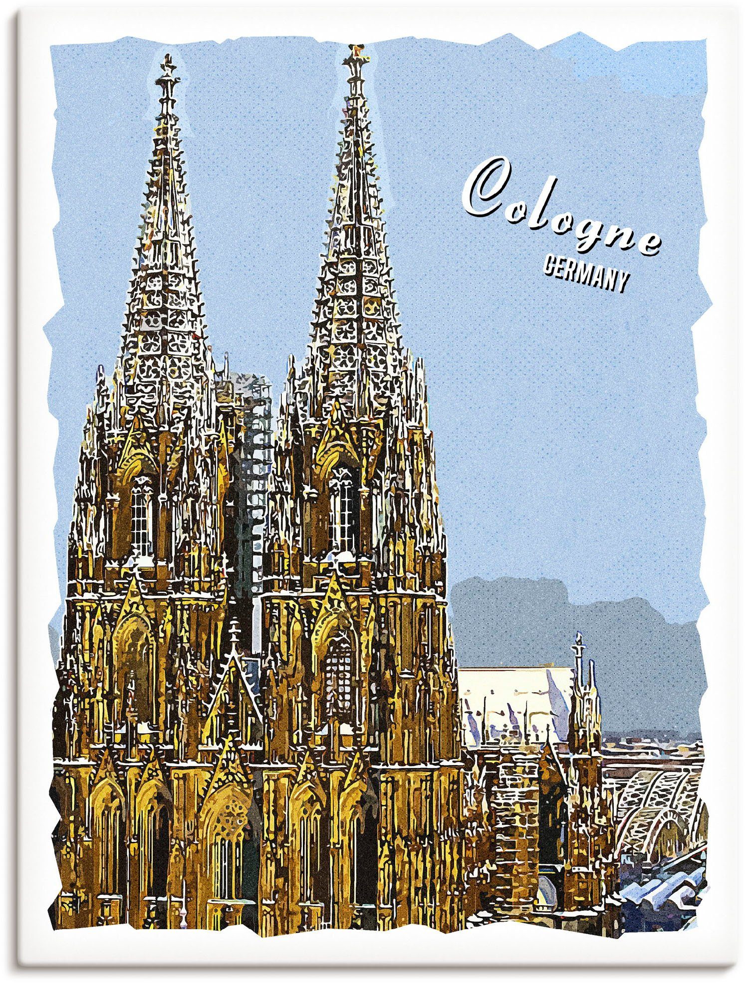 Artland Wandbild Köln Grafik, Köln (1 St), als Alubild, Leinwandbild, Wandaufkleber oder Poster in versch. Größen braun