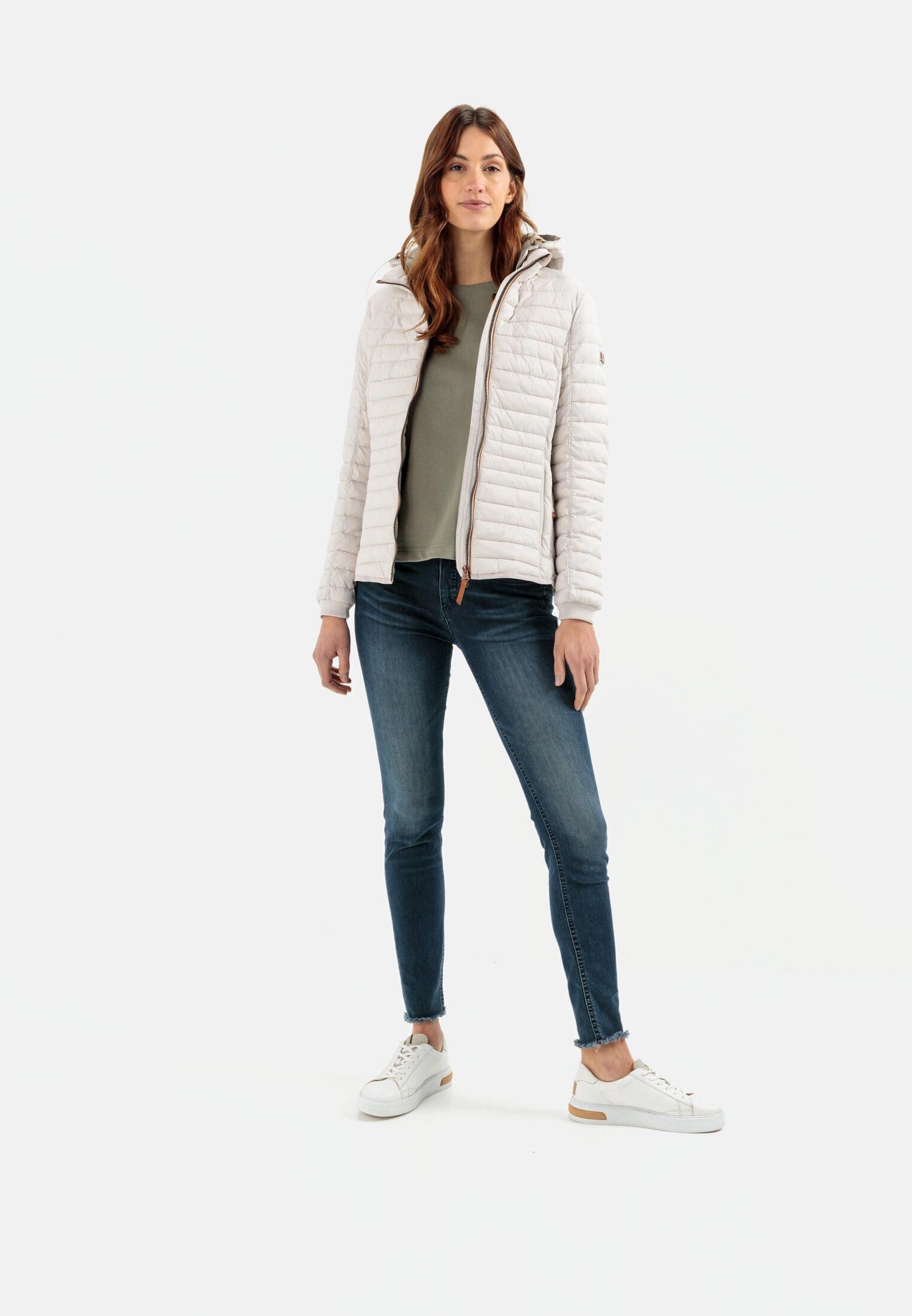 camel active Steppjacke leicht wattiert Langarm Kapuze Markenlabel