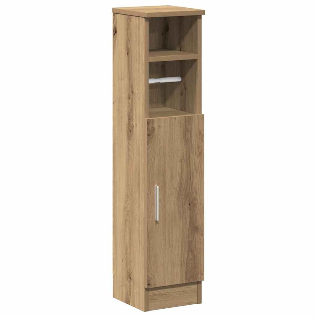 vidaXL Badezimmer-Set Badezimmerschrank mit Rollenhalter Artisan-Eiche 20,5x22x90 cm, (1-St)
