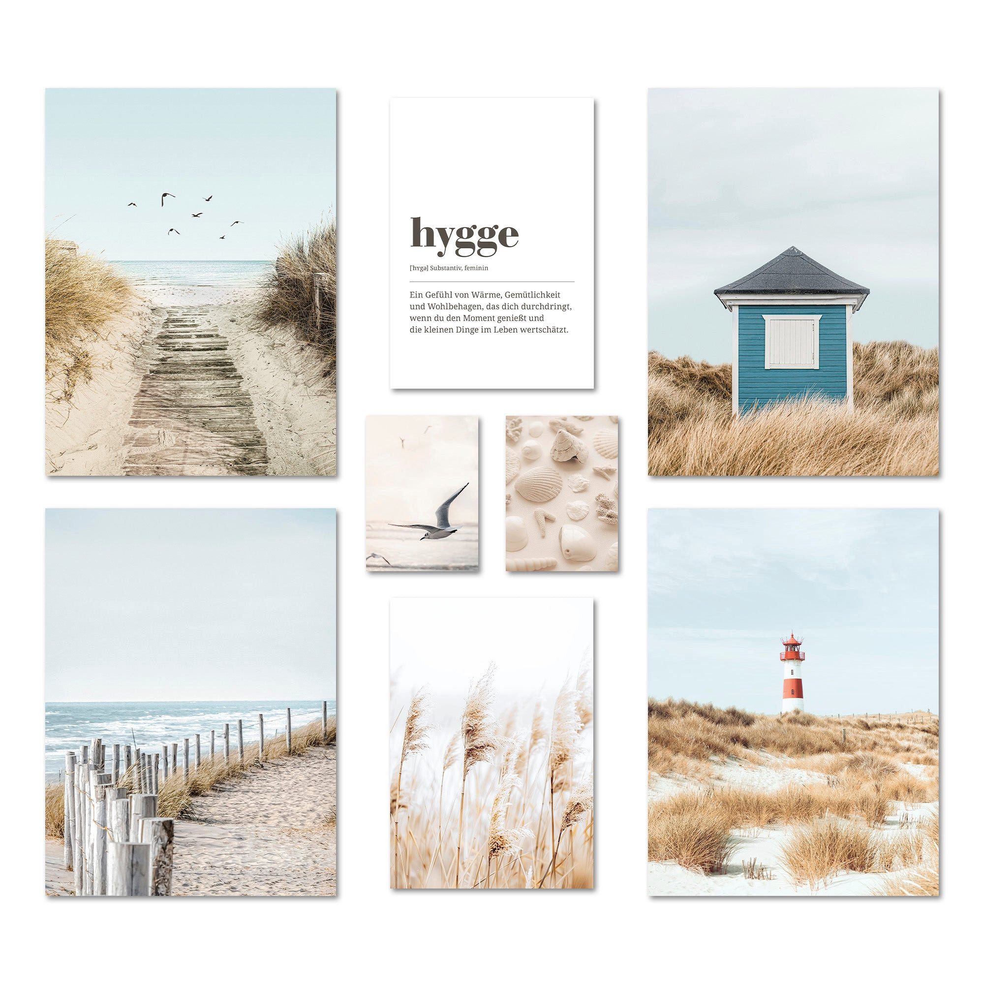 ARTFAVES Bilder-Collage Poster Set Nordic Dreams I mehrteilige Bilderwand I Wandbilder Maritim, (Wandbilder modern, 8 St)