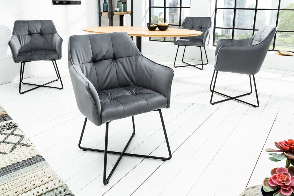 riess-ambiente Polsterstuhl LOFT silbergrau / schwarz günstig online kaufen
