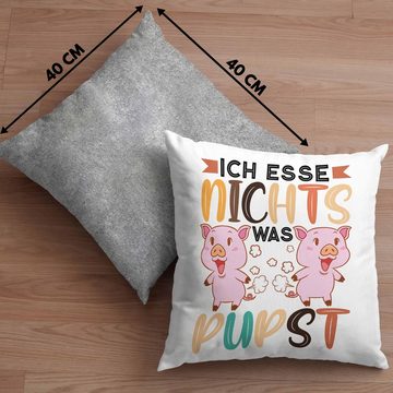 Trendation Dekokissen Trendation - Veganer Kissen Geschenk Ich Esse Nichts Was Pupst Vegan Geschenkidee Lustiger Spruch Vegane Lebensweise Veganerin Spruch Dekokissen mit Füllung 40x40