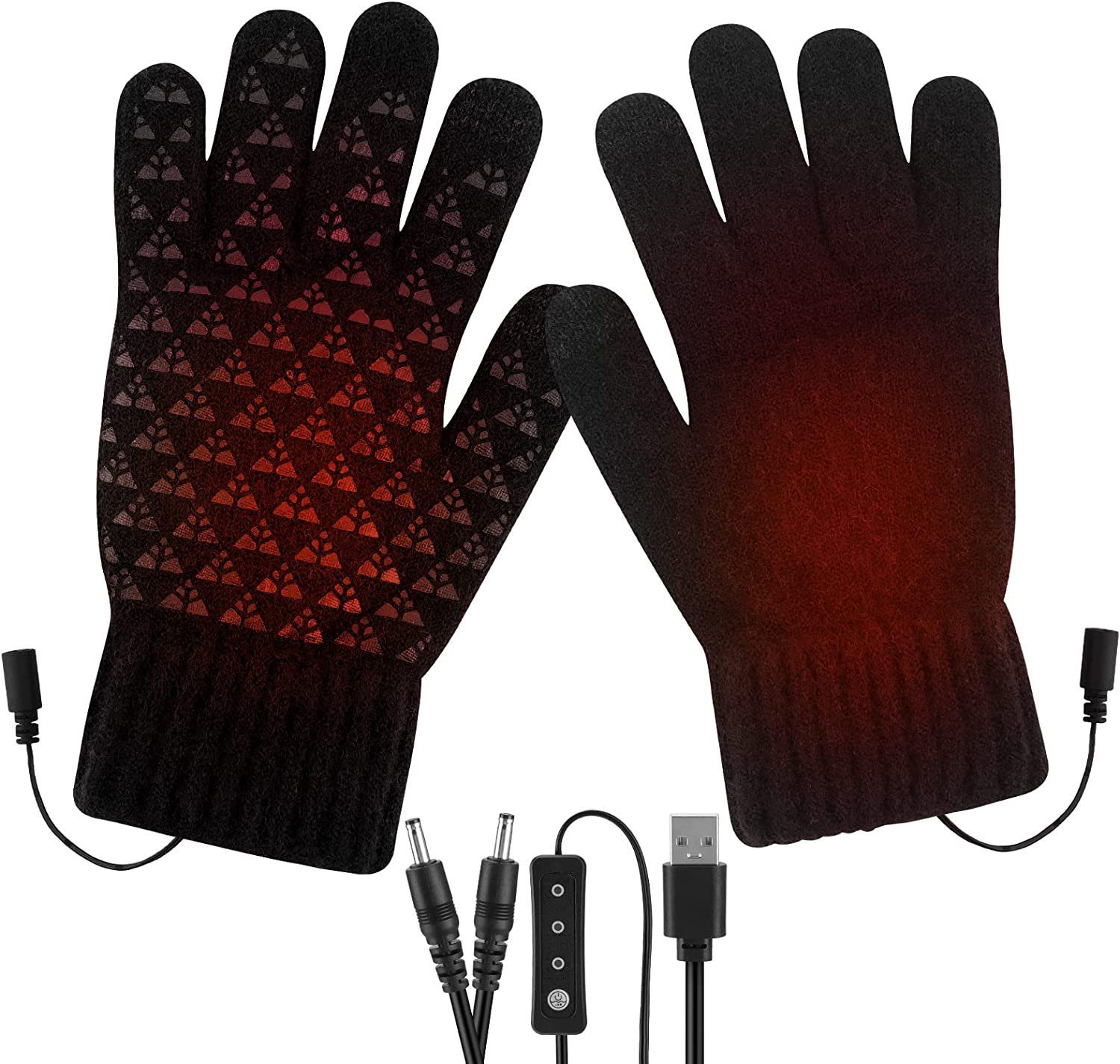 Housruse Strickhandschuhe »USB Beheizte Handschuhe Fäustlinge für Herren  und Damen« (mit 3 Stufentemperaturen) Doppelseitig Heizung (43-55)  Atmungsaktiver Handwärmer