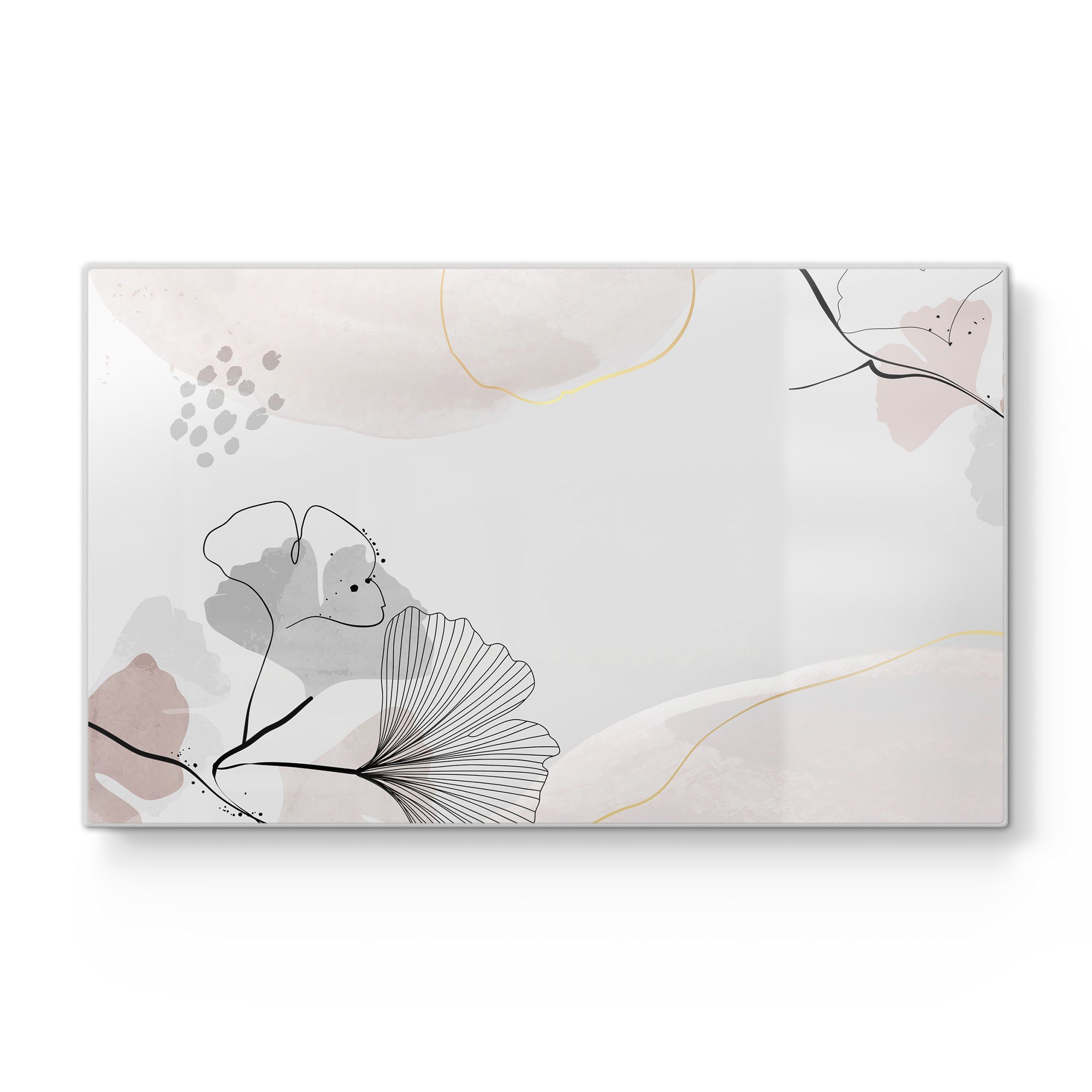 DEQORI Schneidebrett 'Dekorativer Gingko-Banner', Glas, Platte Frühstücksbrett Schneideplatte