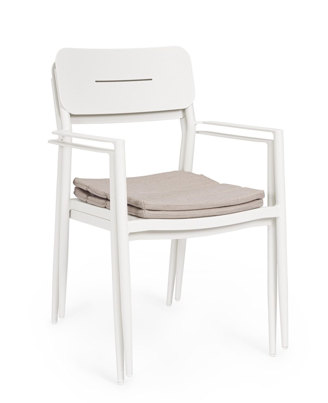 Bizzotto Gartenstuhl Nebula aus Aluminium, Weiß, Stapelbar