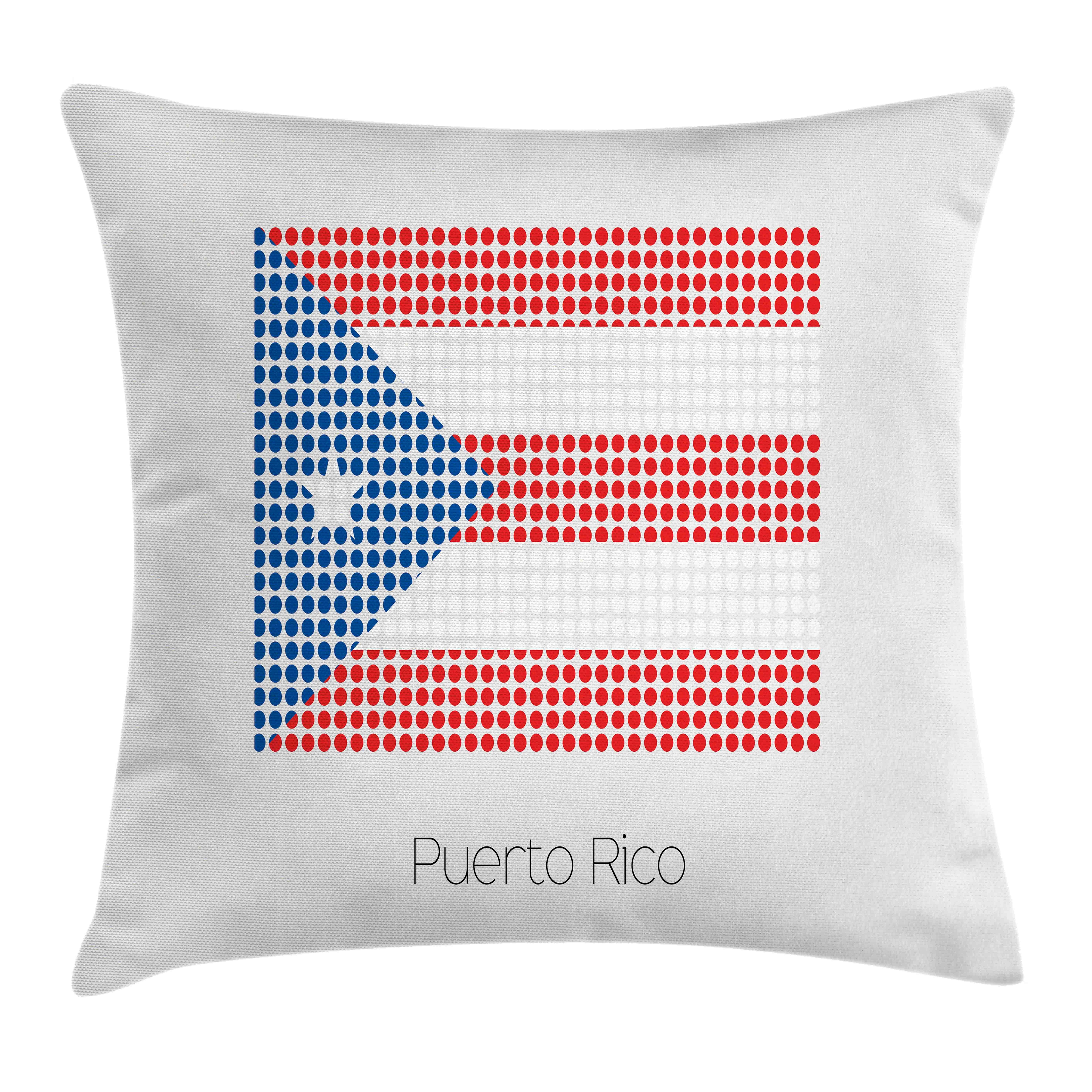 Kissenbezüge Waschbar mit Reißverschluss Kissenhülle mit Farbfesten Klaren Farben Beidseitiger Druck, Abakuhaus (1 Stück), Puerto Rico Nationalflagge mit Punkten