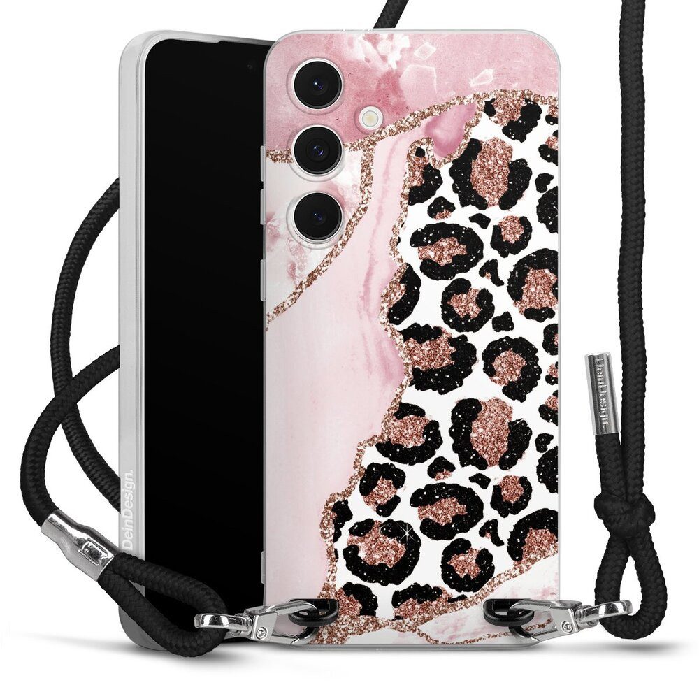 Handyhülle Leopard Glitzer Look Marmor Patterns and Textures Smooth Pink