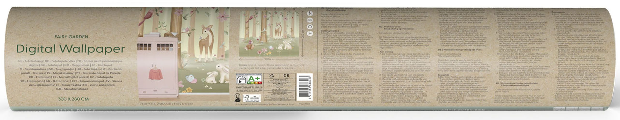LITTLE DUTCH Vliestapete Fairy Garden, glatt, neutral, (1 St), 280x300cm (LxB) ca. 8,4m2
