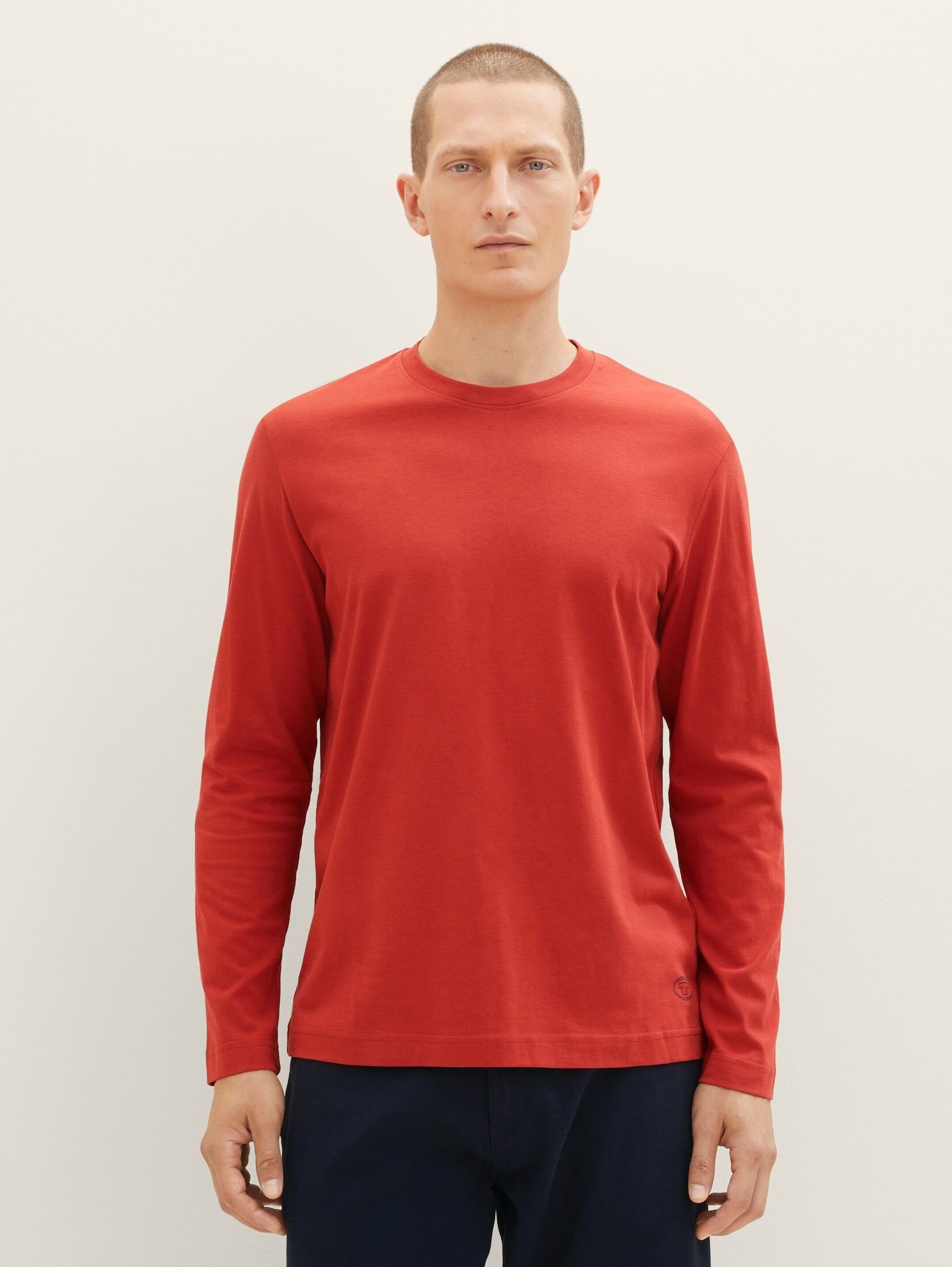 TOM TAILOR T-Shirt Langarmshirt velvet red