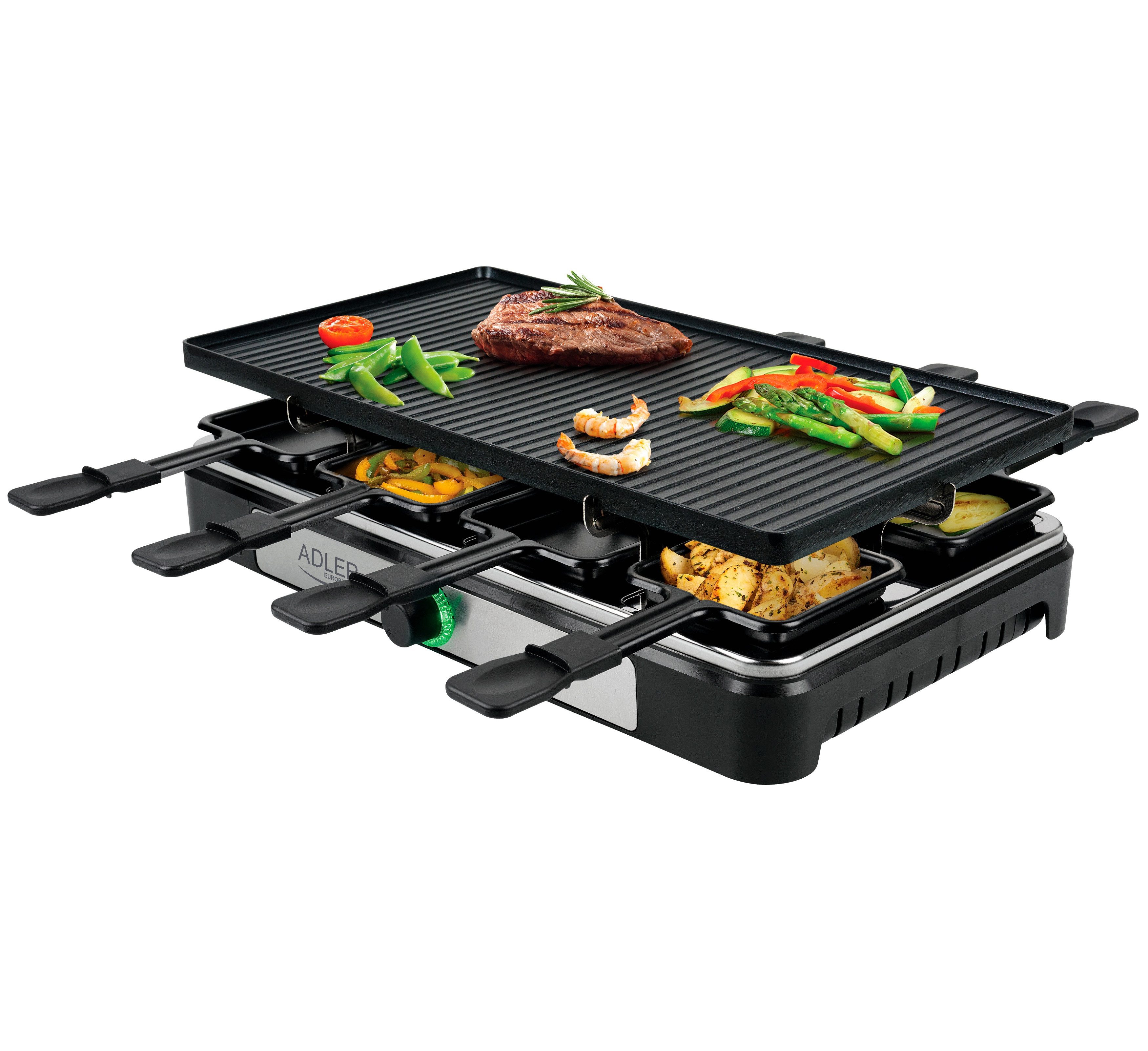 Adler Tasse XXL Adler Raclette Elektrogrill Grill 1400 W AD_6616, Metall, Kunststoff