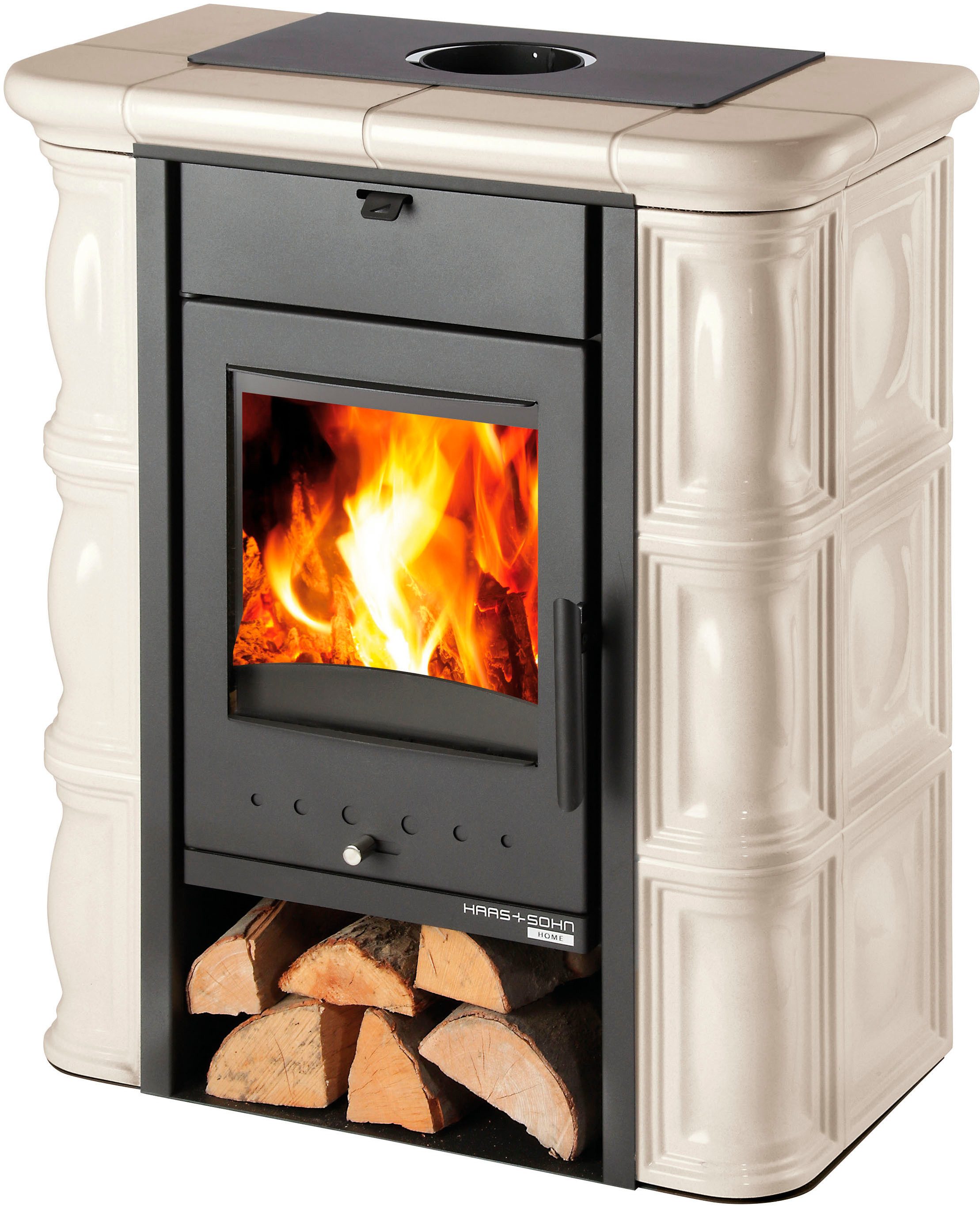 Haas + Sohn Kaminofen TIROL 343.15 C perl-schwarz/creme, Zeitbrand