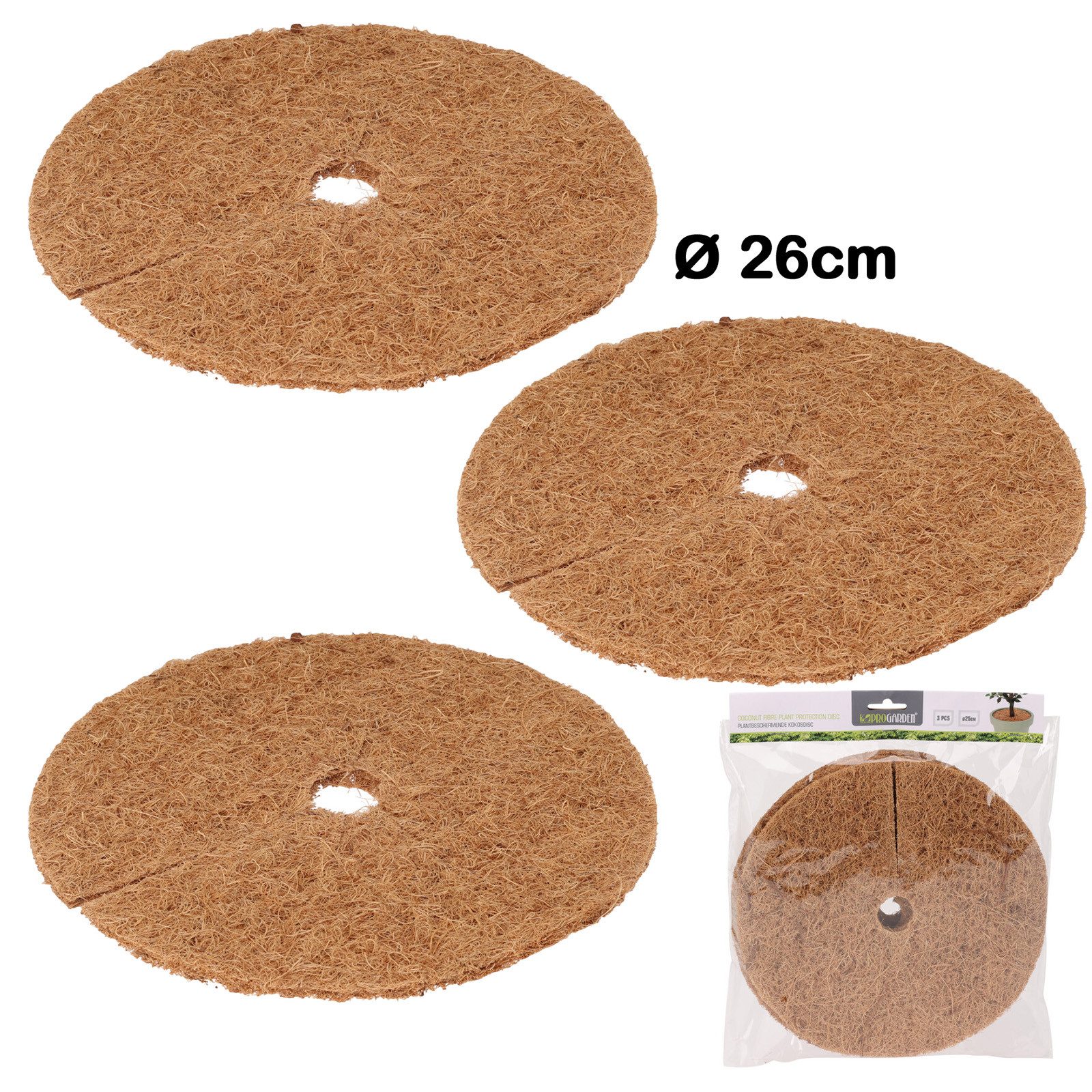 Koopman Kokosscheibe Pflanzenschutz 3 Tlg. Kokosmatte Ø26 cm Scheibe Pflanzen, (Stück, 3-St., Packung), 3tlg, Kokosfasern, Ø26cm, Pflanzenschutz, Kälteschutz