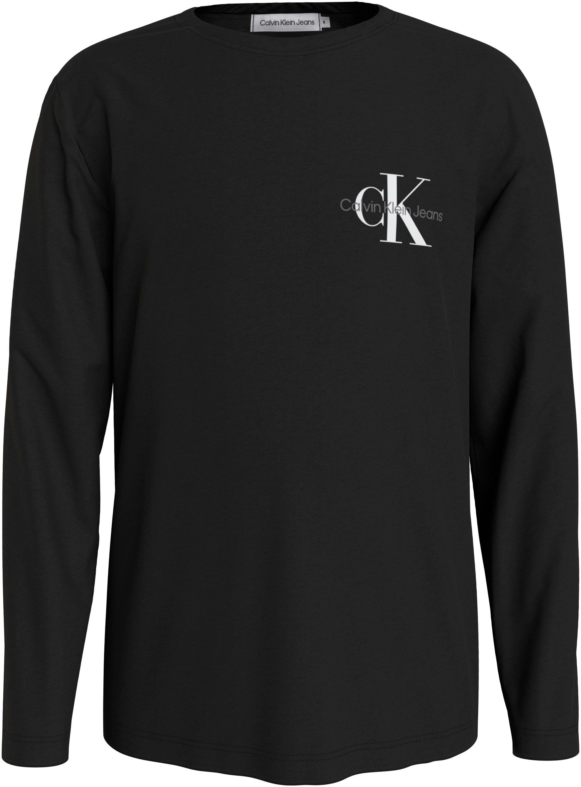 Jeans CHEST MONOGRAM Ck Langarmshirt Calvin Logodruck mit LS Klein Black TOP