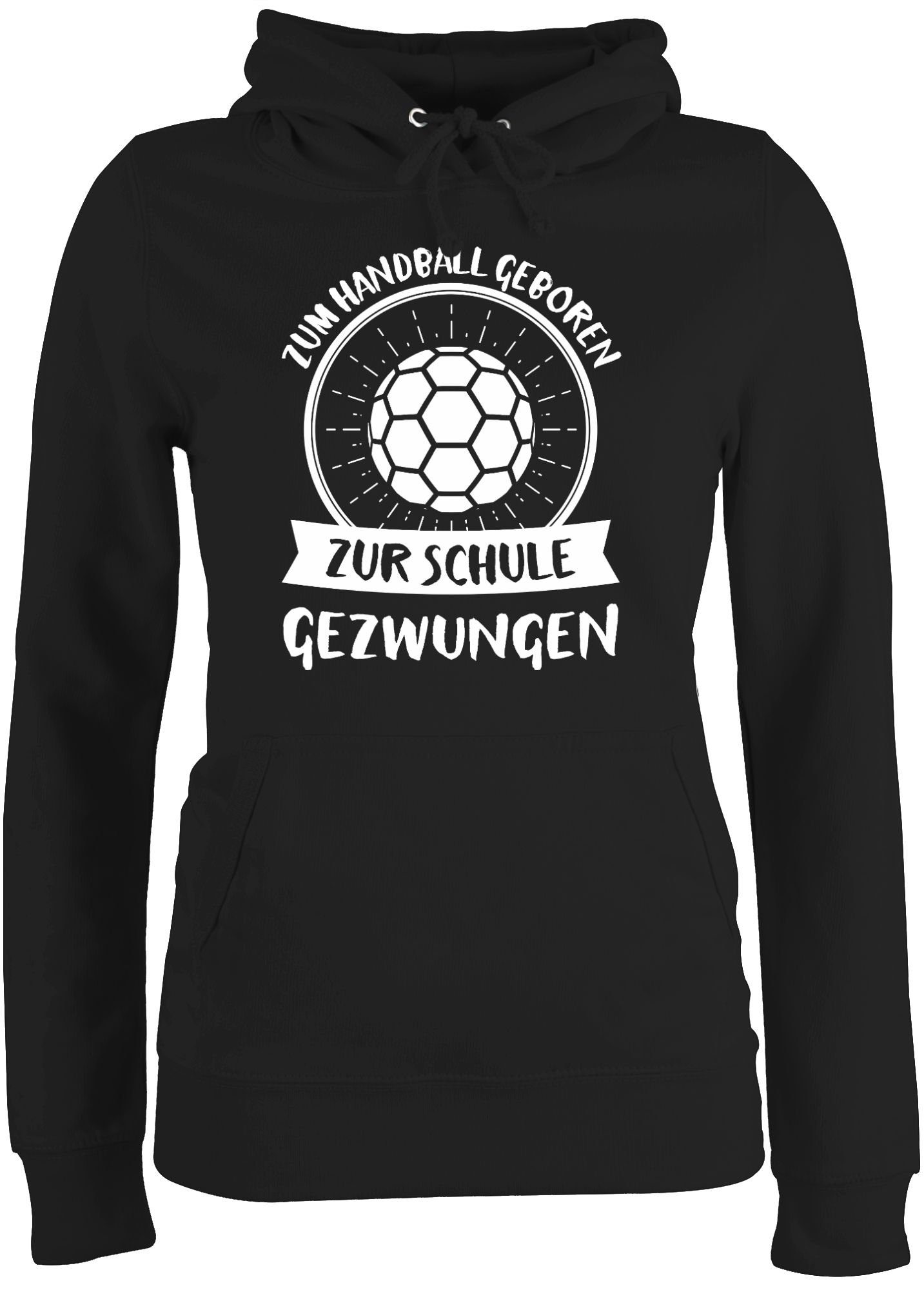 Damen Pullover Shirtracer Hoodie Zum Handball geboren zur Schule gezwungen - Handball EM 2022 Trikot Ersatz - Damen Premium Kapu