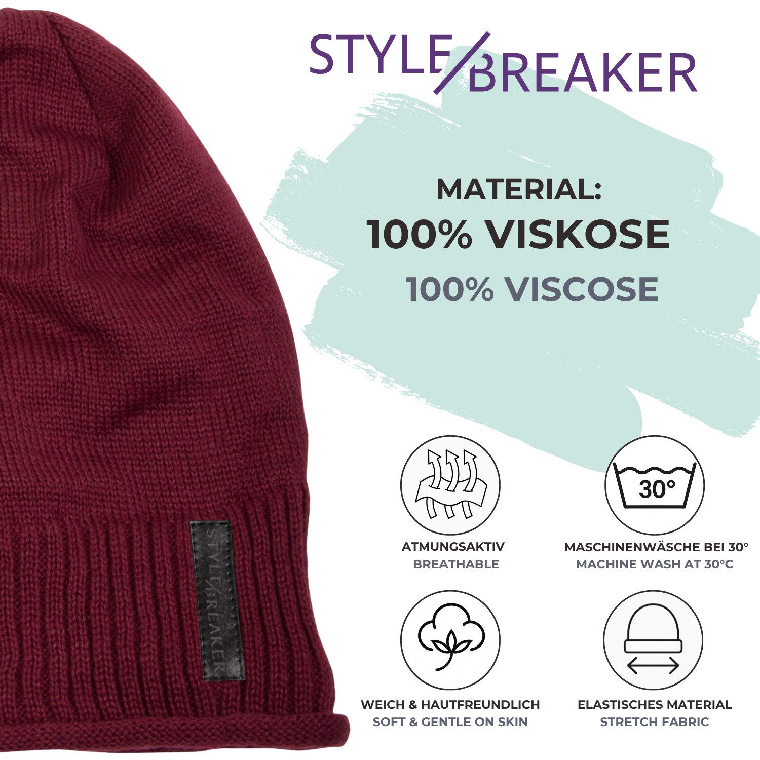 styleBREAKER Strickmütze Feinstrick Beanie mit Teddyfleece (1-St) – Bild 4 von 5