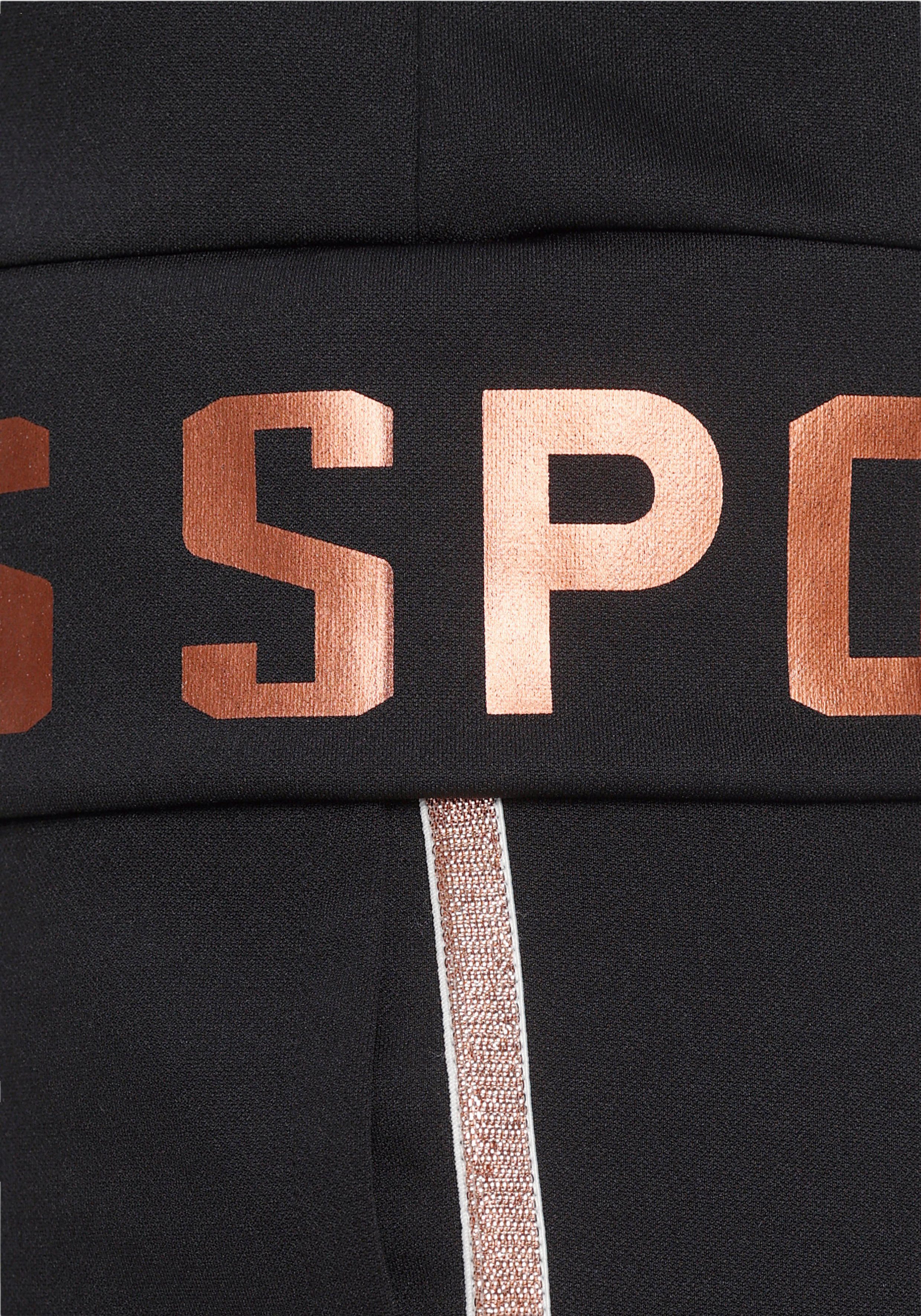 H.I.S Trainingsanzug (Set, 2-tlg) nachhaltigem Schwarz/Rose-Gold Material) (Trainingsanzug aus