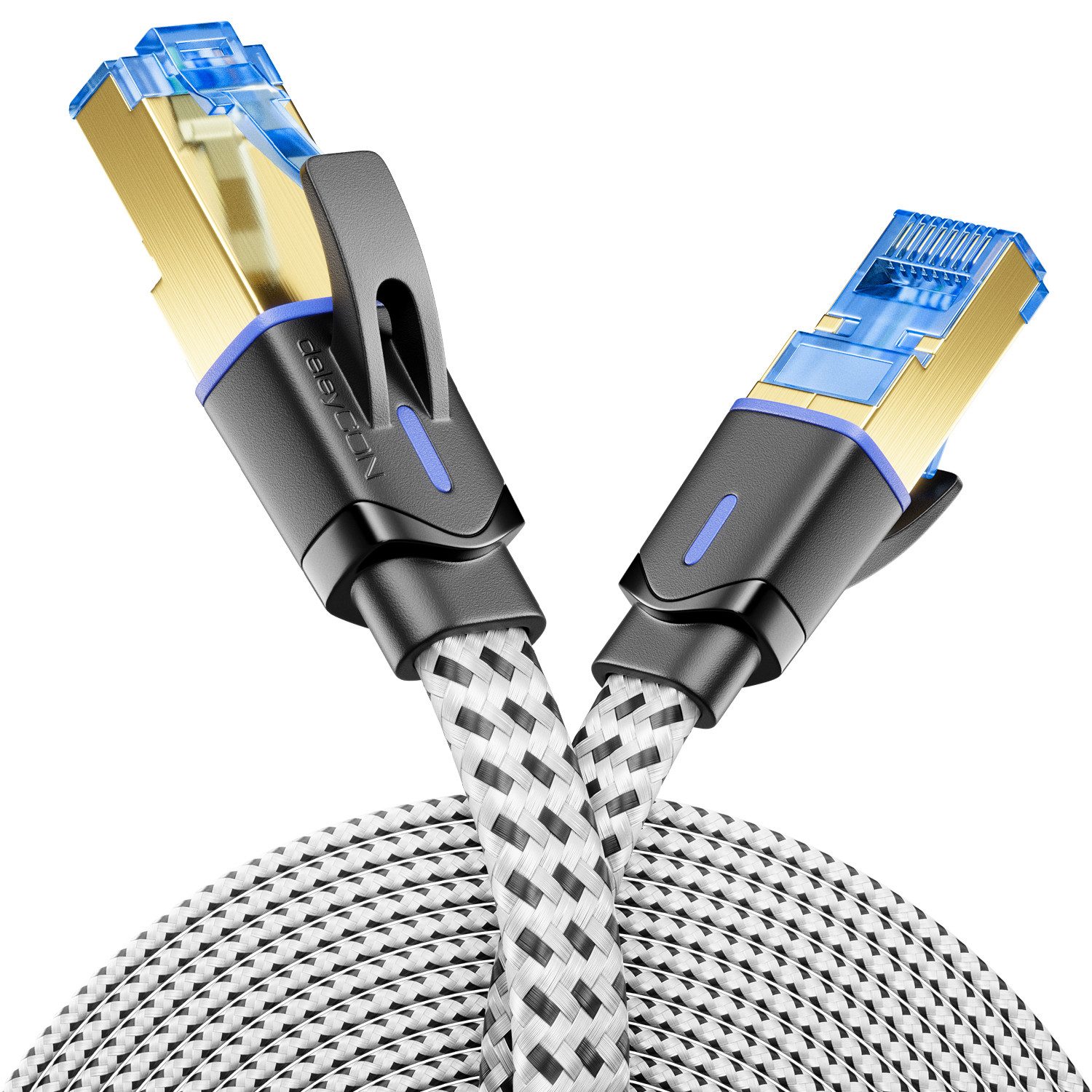 deleyCON deleyCON 0,25m CAT8 Flach Netzwerkkabel 40 Gbit/s, RJ45, Kupfer, LAN-Kabel