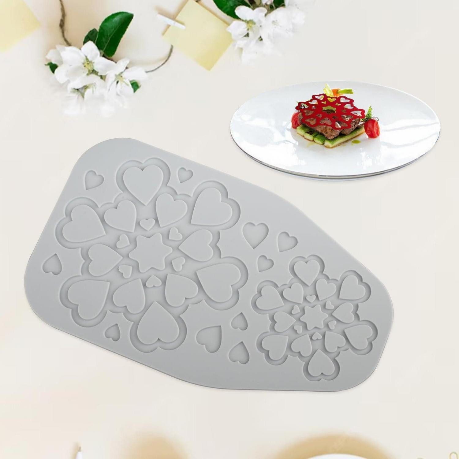 LuxusKollektion Herzkuchenform Silikonform Herz-Spitzenmatte Fondant Deko, (1-tlg)