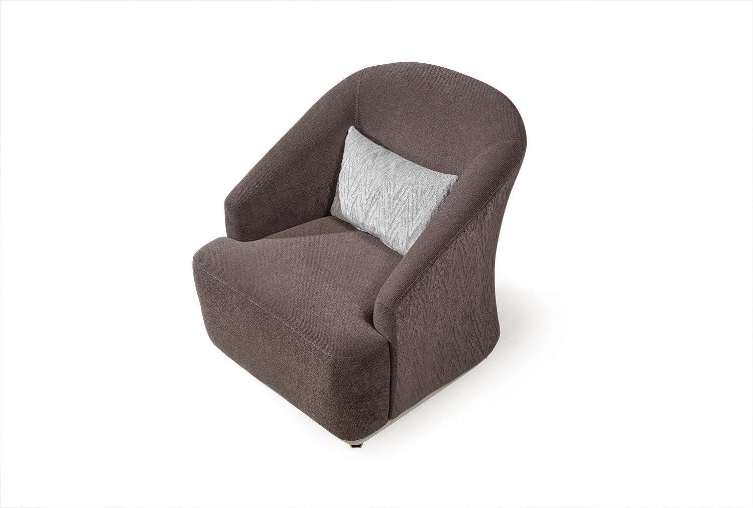 1Sitz Einsitzer Sofa mit Wohnzimmer Möbel JVmoebel Couch Metall Sessel Textil Sessel