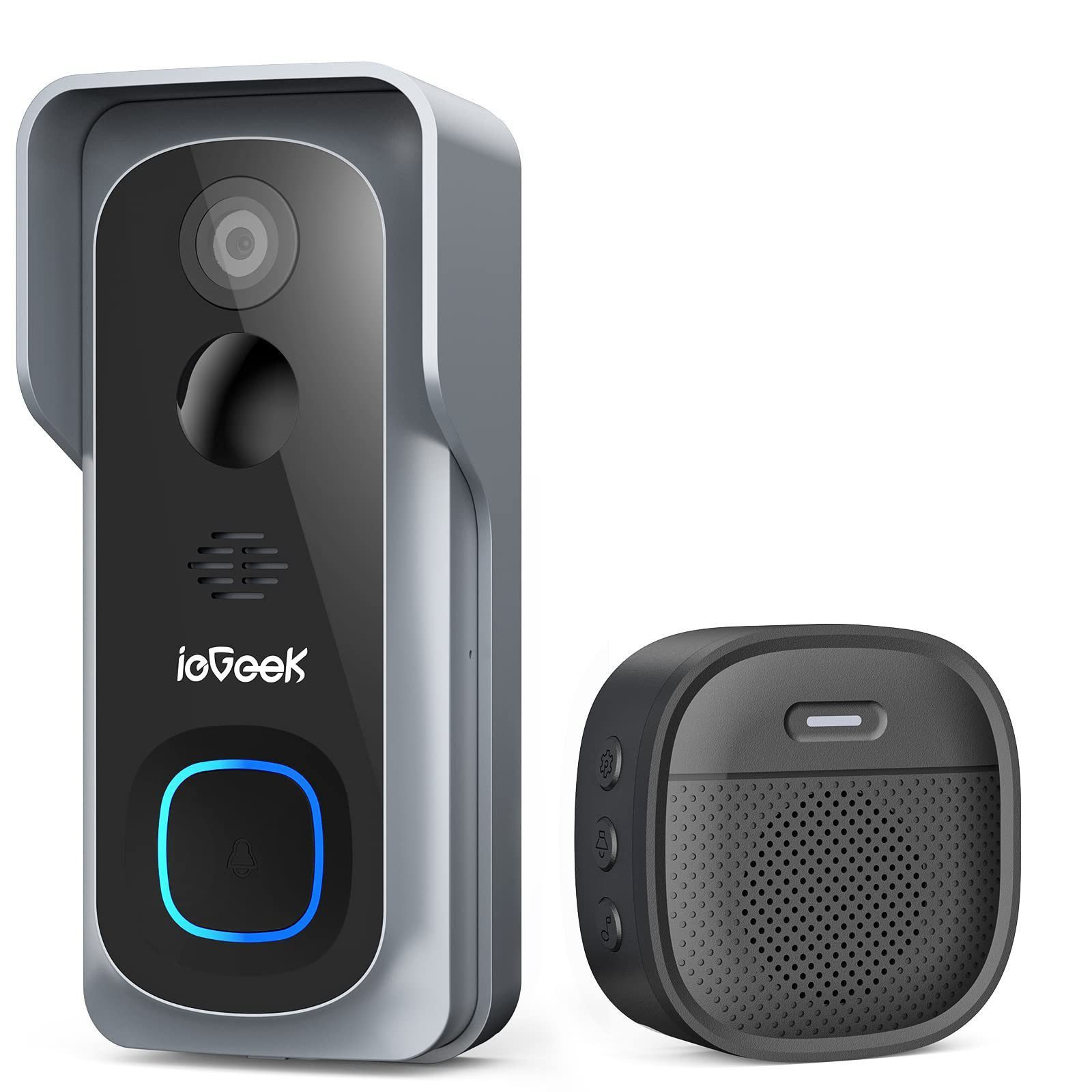ieGeek Türklingel Video Türklingel mit Kamera Smart WLAN Doorbell Camera mit AI (Nachtsicht 2-Wege-Audio 150° Blickwinkel Unterstützt Alexa TF & CloudSpeicher, 1-St., Extra lange Akkulaufzeit, AI intelligente Erkennung, OTA Upgrade), PIR -Bewegungserkennung (5 Meter Abstand, 100 ° Winkel)