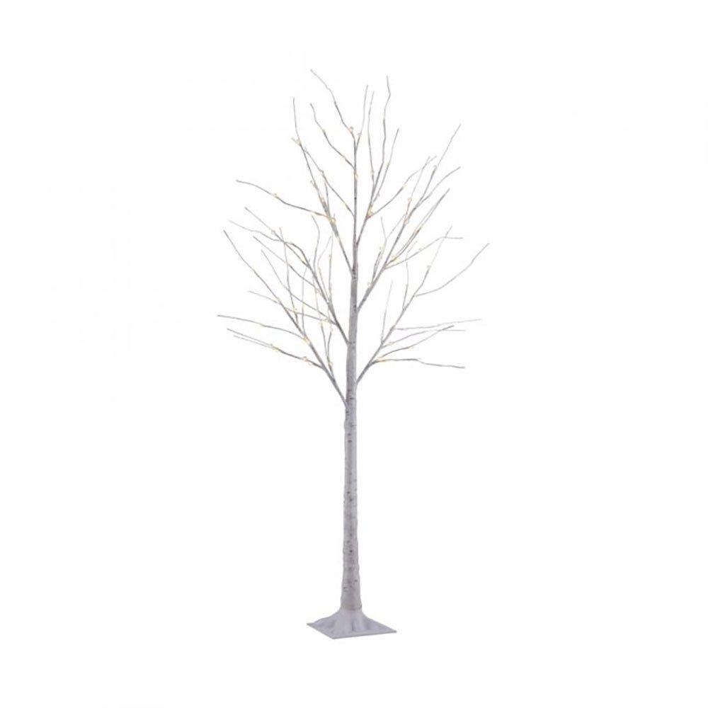 JUST LIGHT LED Baum, LED-Leuchtmittel fest verbaut, Warmweiß, LED Stehleuchte Außenlampe Birkenoptik Baum weiß 3000K H 180 cm