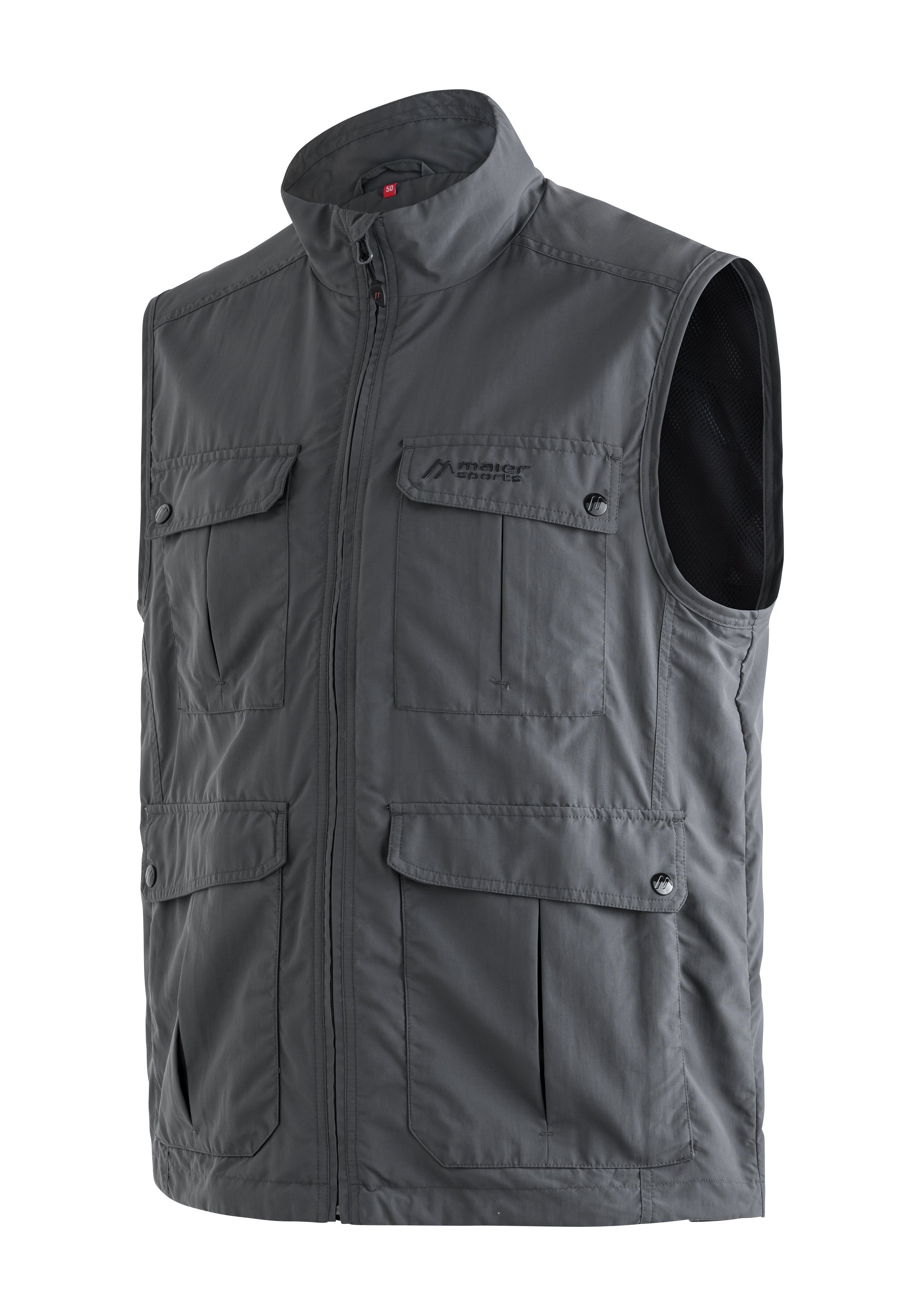 Maier Sports Funktionsweste Valdemar Herren Weste mit mehreren Taschen, atmungsaktive Outdoorweste, Reg Fit