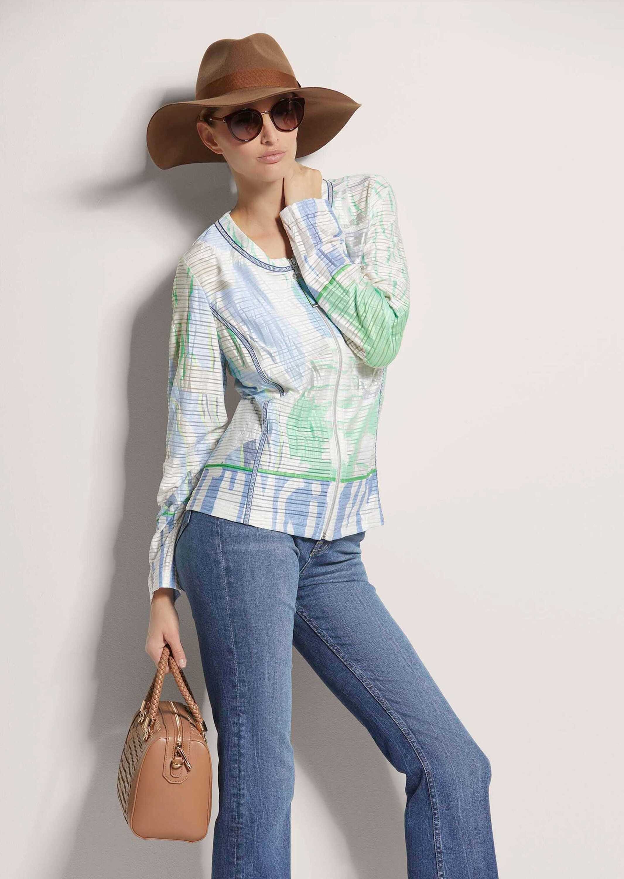 MADELEINE Kurzjacke Sweat-Jacke mit Zipper und Unikat Print