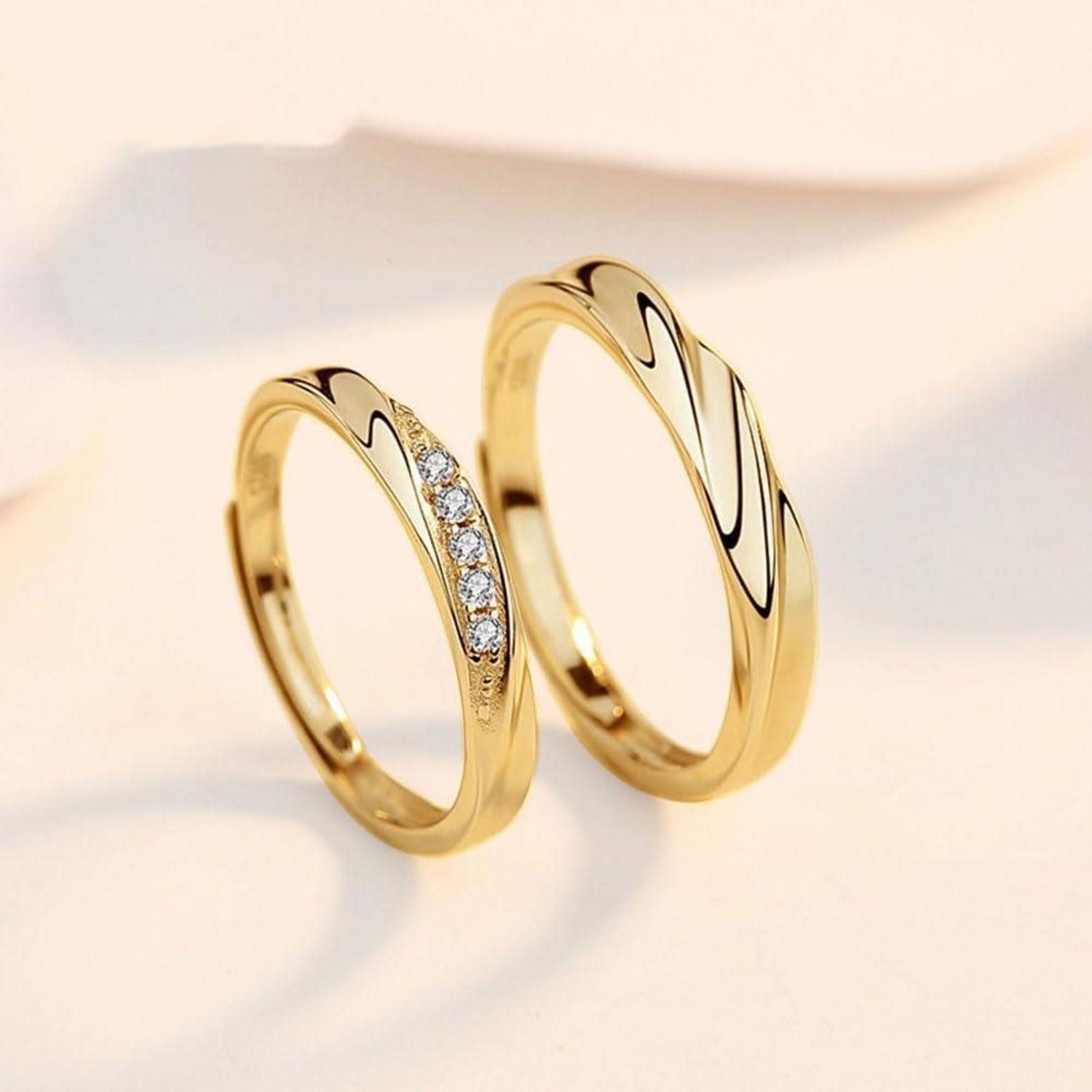 LuxusKollektion Partnerring Trauringe Partnerringe 925 Silber Verstellbar Gold Herren Ring