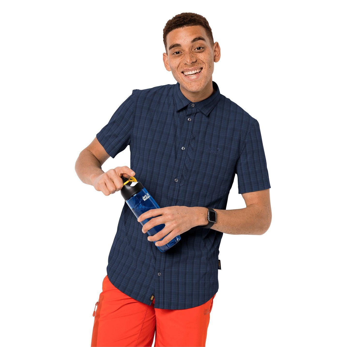 Jack Wolfskin Outdoorhemd Wander- und Reisehemd kurzarm Rays dunkelblau Herren