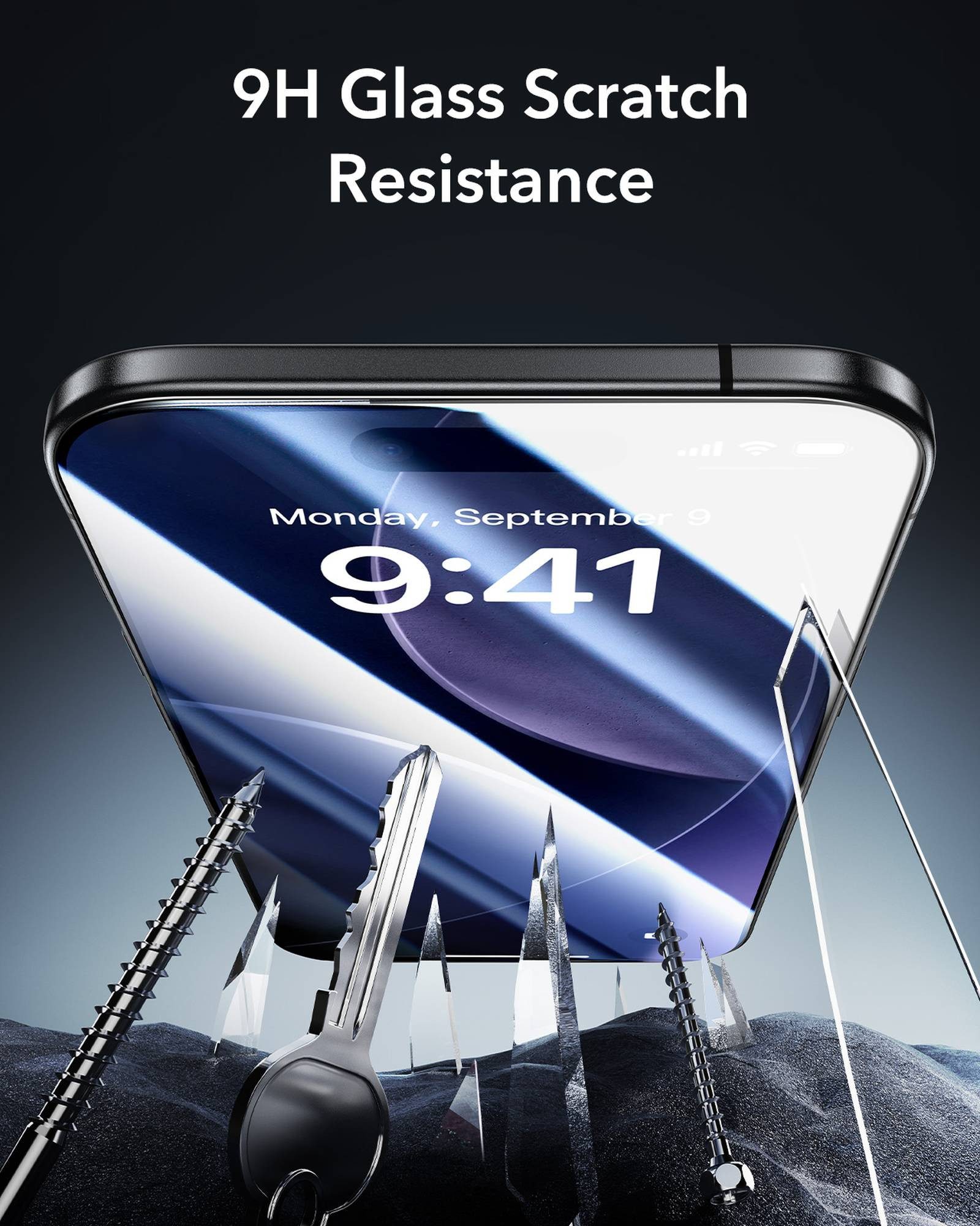 ESR Displayschutzglas Armorite Displayschutz für iPhone Air, UltraFit Aufbringhilfe, Lautsprecherabschirmung, gehärtetes Glas