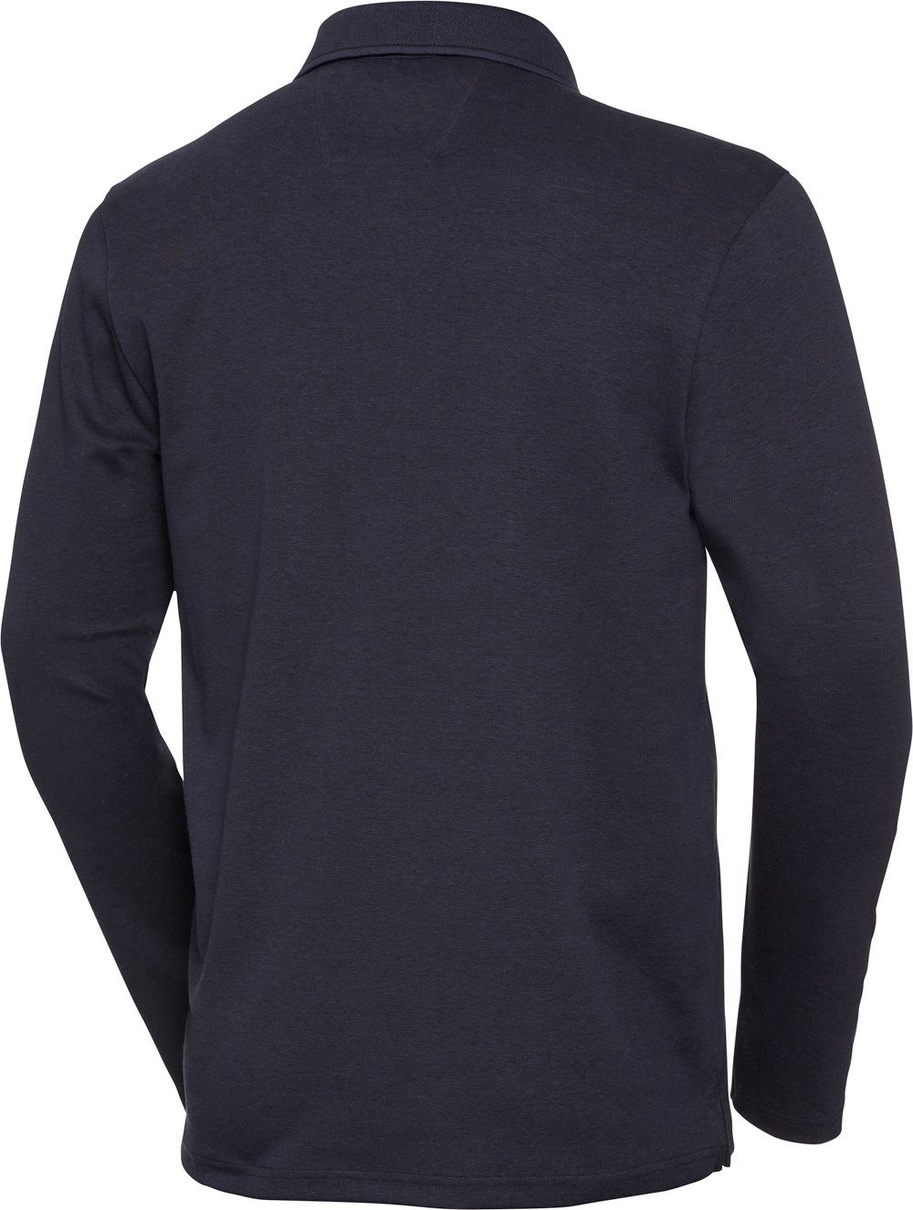 Franco Bettoni Langarm-Poloshirt kurze dunkelblau Seitenschlitze