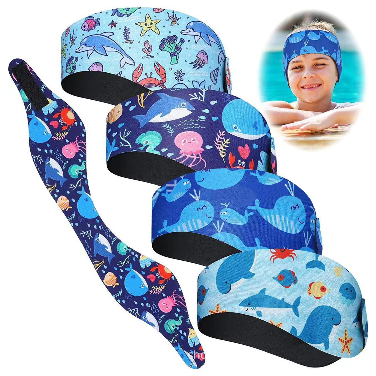 Schwimm-Ohrband, Kinder (4-St) für Gehörschutz MAGICSHE Stirnband