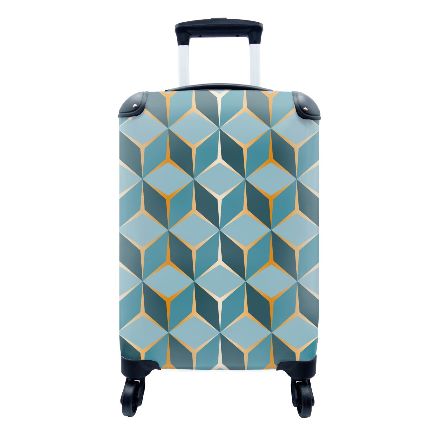 Gold Blau Reisekoffer Ferien, Rollen, Muster, mit Trolley, 4 MuchoWow für Handgepäckkoffer Reisetasche Handgepäck rollen, - -
